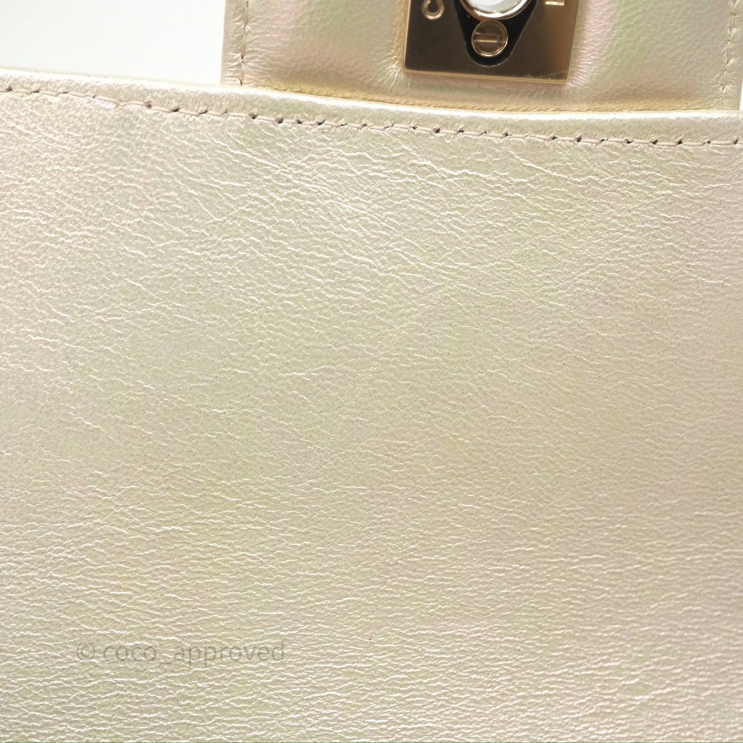 Chanel Mini Rectangular Quilted Iridescent Ivory Lambskin Gold Hardware 20B