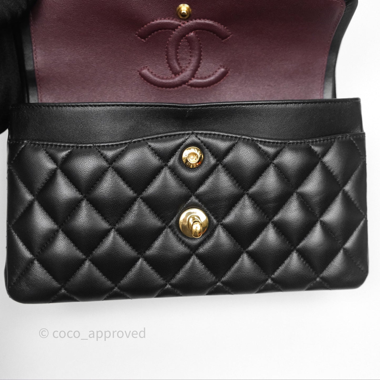 Chanel Small Classic Flap Quilted Black Lambskin Gold Hardware