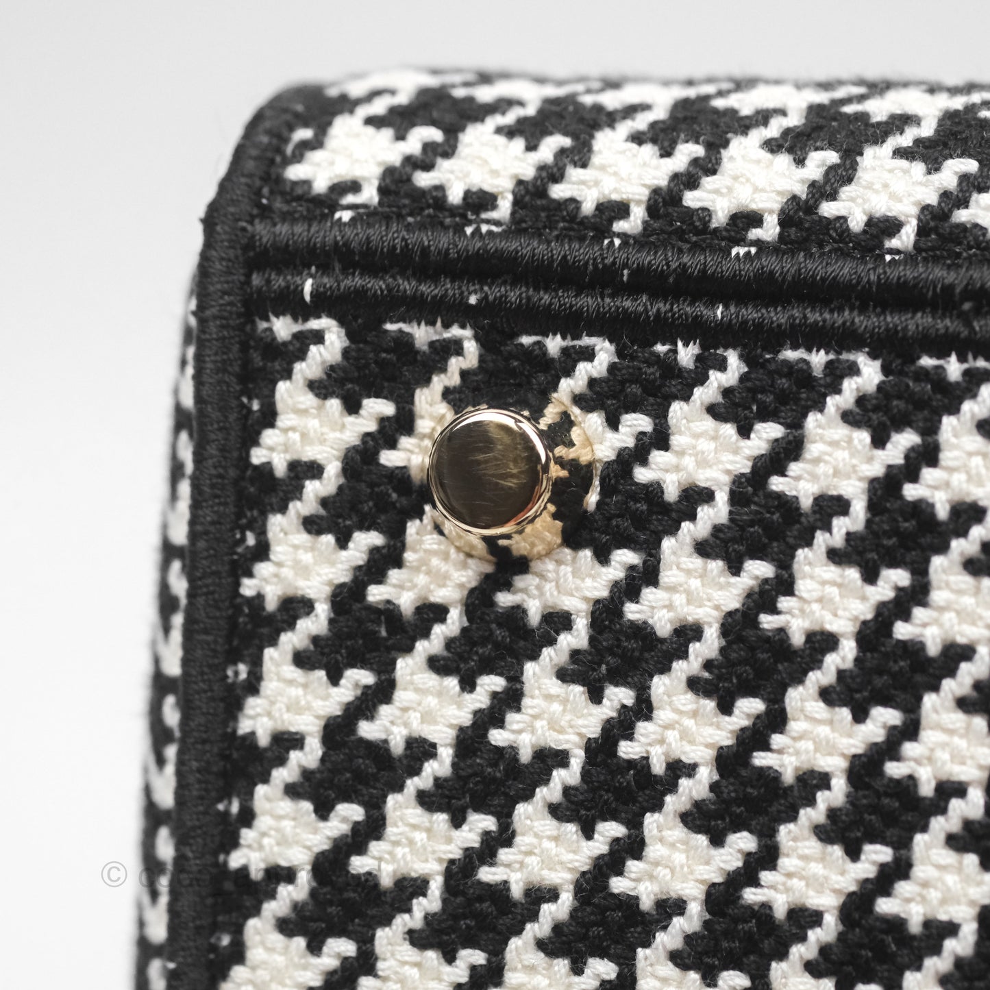 Christian Dior Medium Lady D-Lite Bag Black White Houndstooth