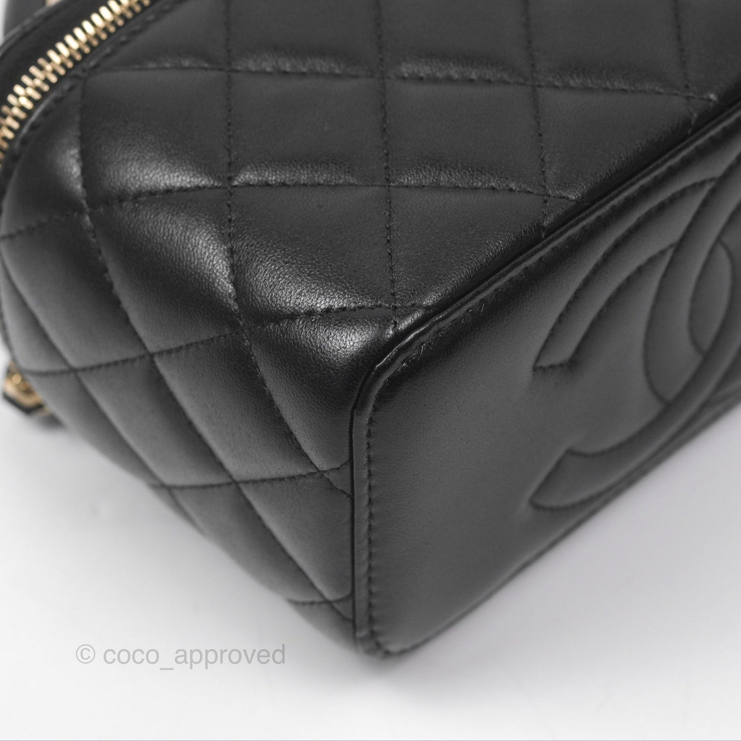 Chanel Top Handle Vanity Rectangular Black Lambskin Gold Hardware