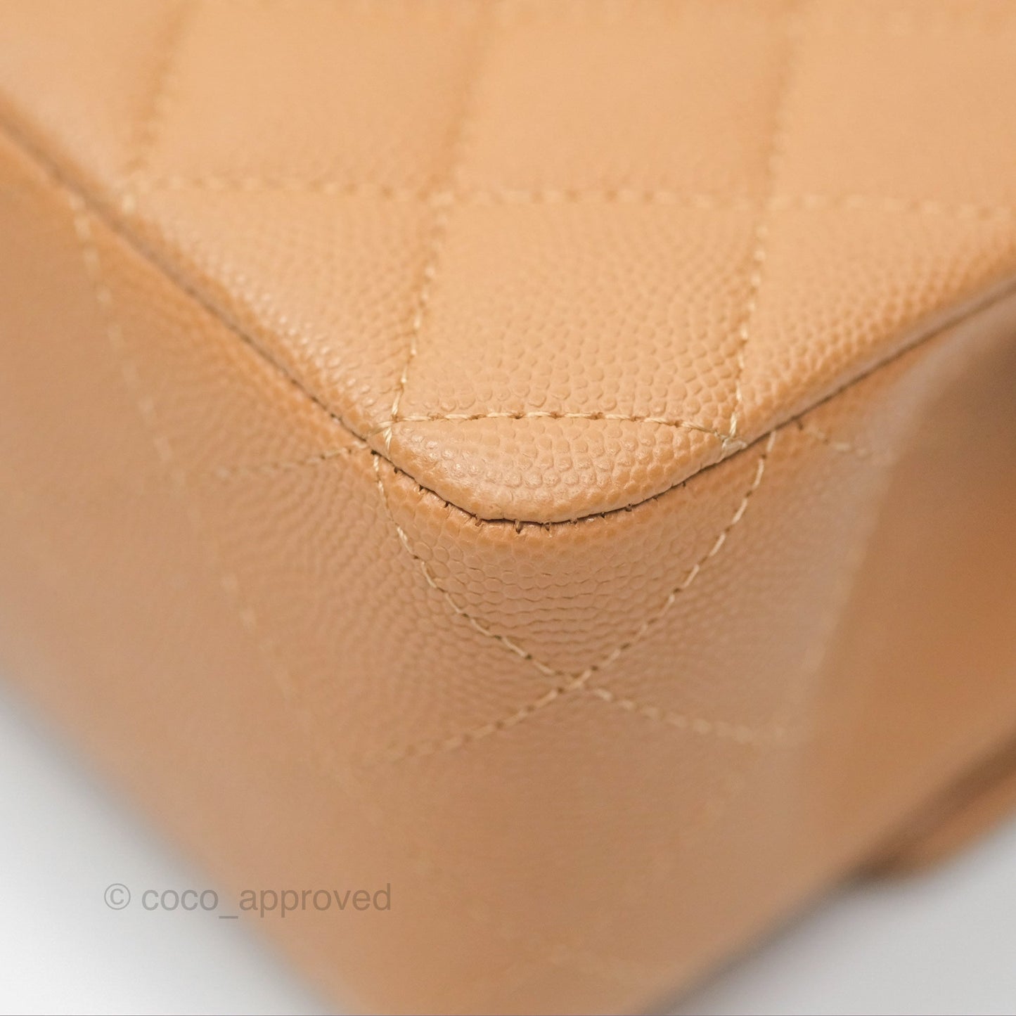 Chanel Classic M/L Medium Flap Quilted Beige Caviar Gold Hardware 23P