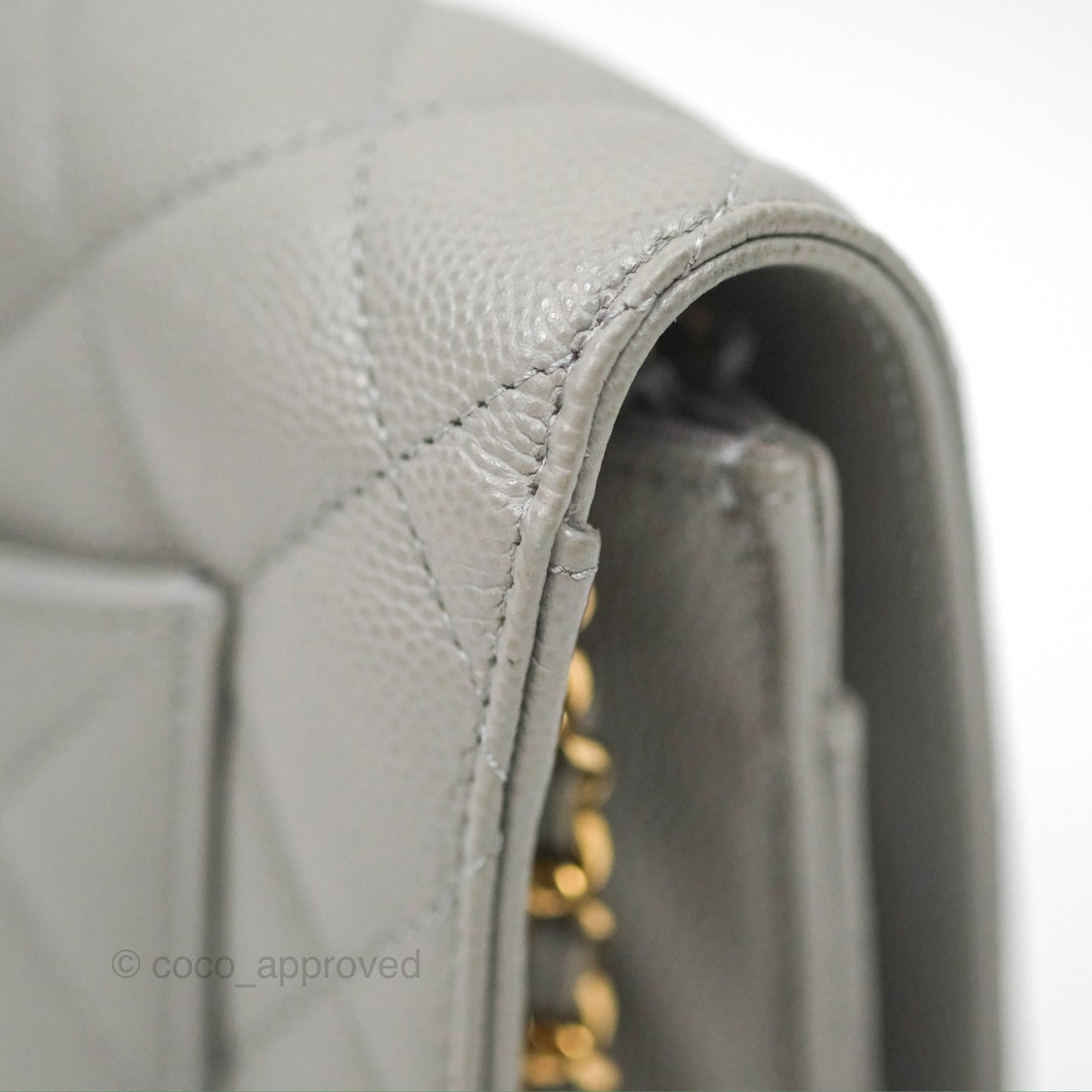 Chanel Classic Wallet on Chain WOC Quilted Grey Caviar Gold Hardware