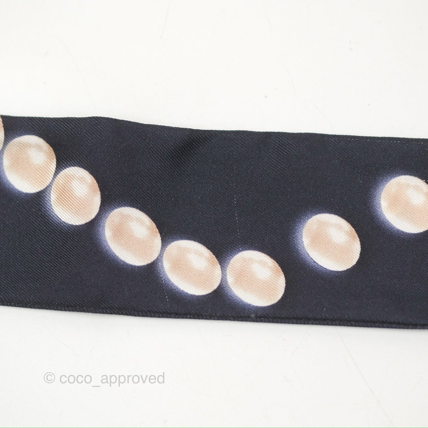 Chanel CC Pearl Print Silk Twilly Black