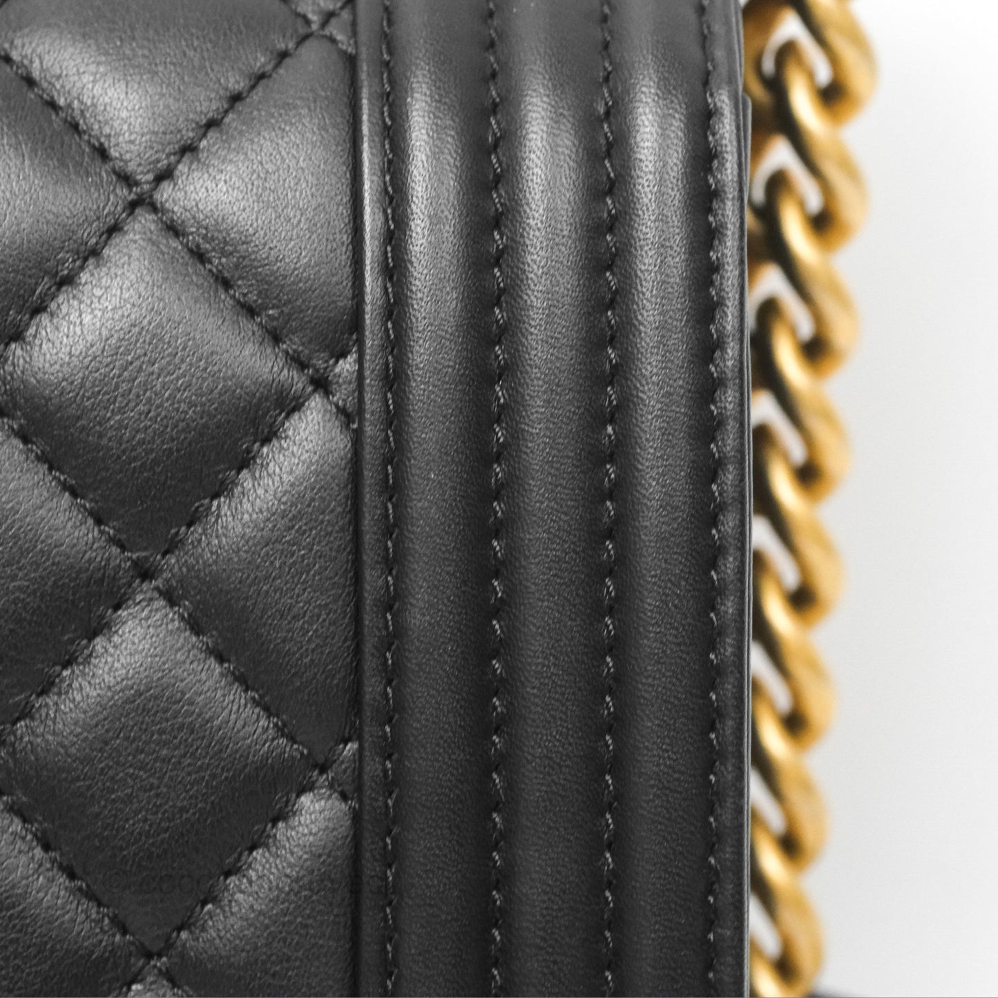 Chanel Quilted Medium Boy Black Calfskin Aged Gold Hardware