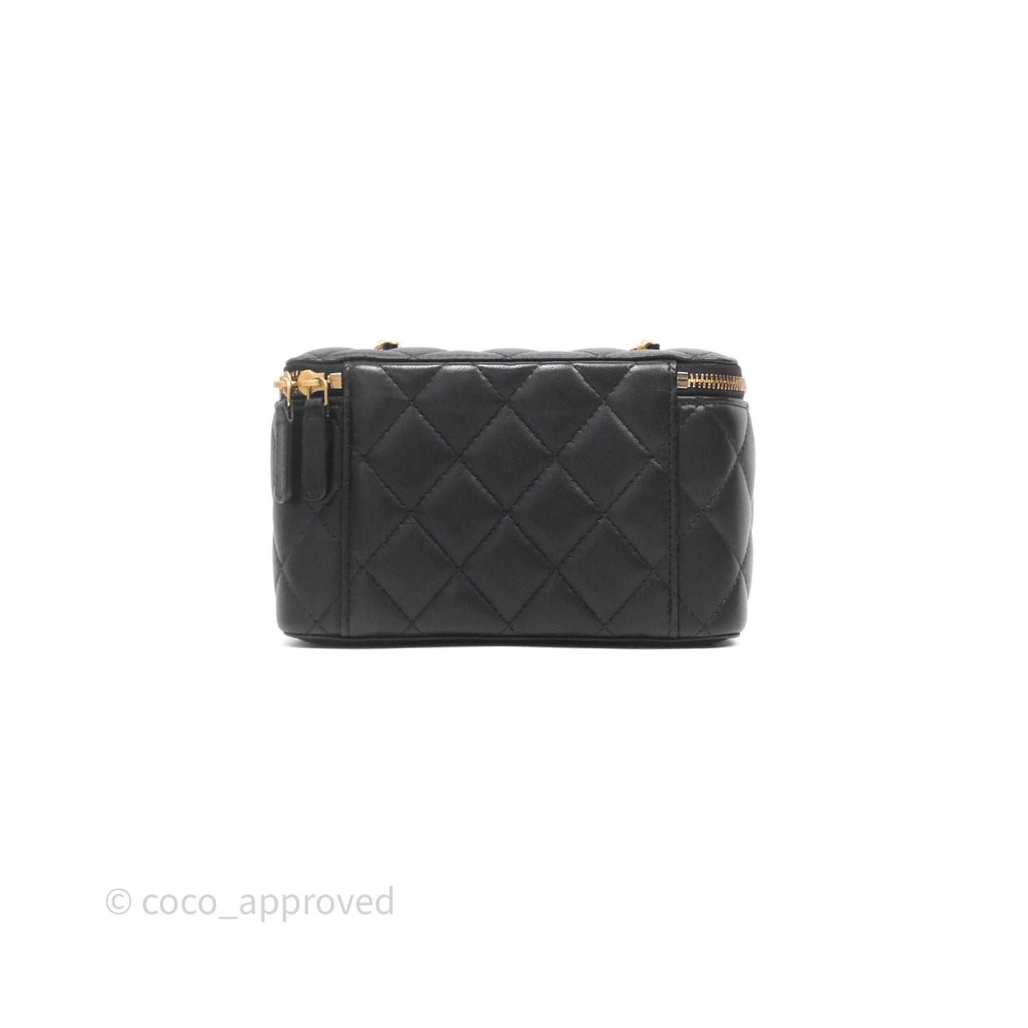 Chanel Vanity with COCO Heart Chain Black Lambskin Aged Gold Hardware