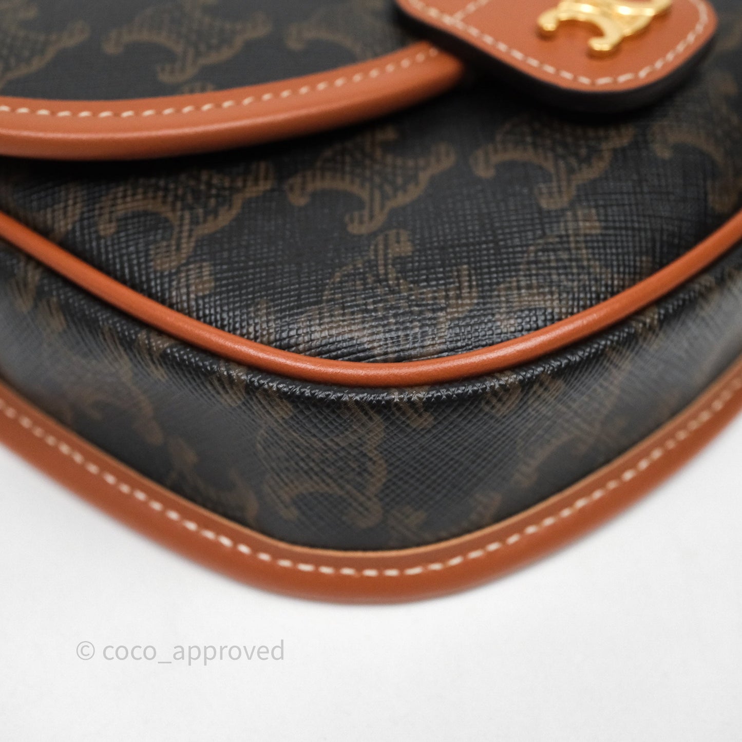 Celine Mini Besace Triomphe Canvas Calfskin Tan