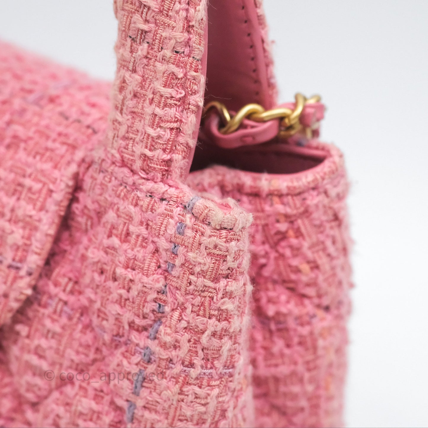Chanel Kelly Bag Pink Tweed Aged Gold Hardware