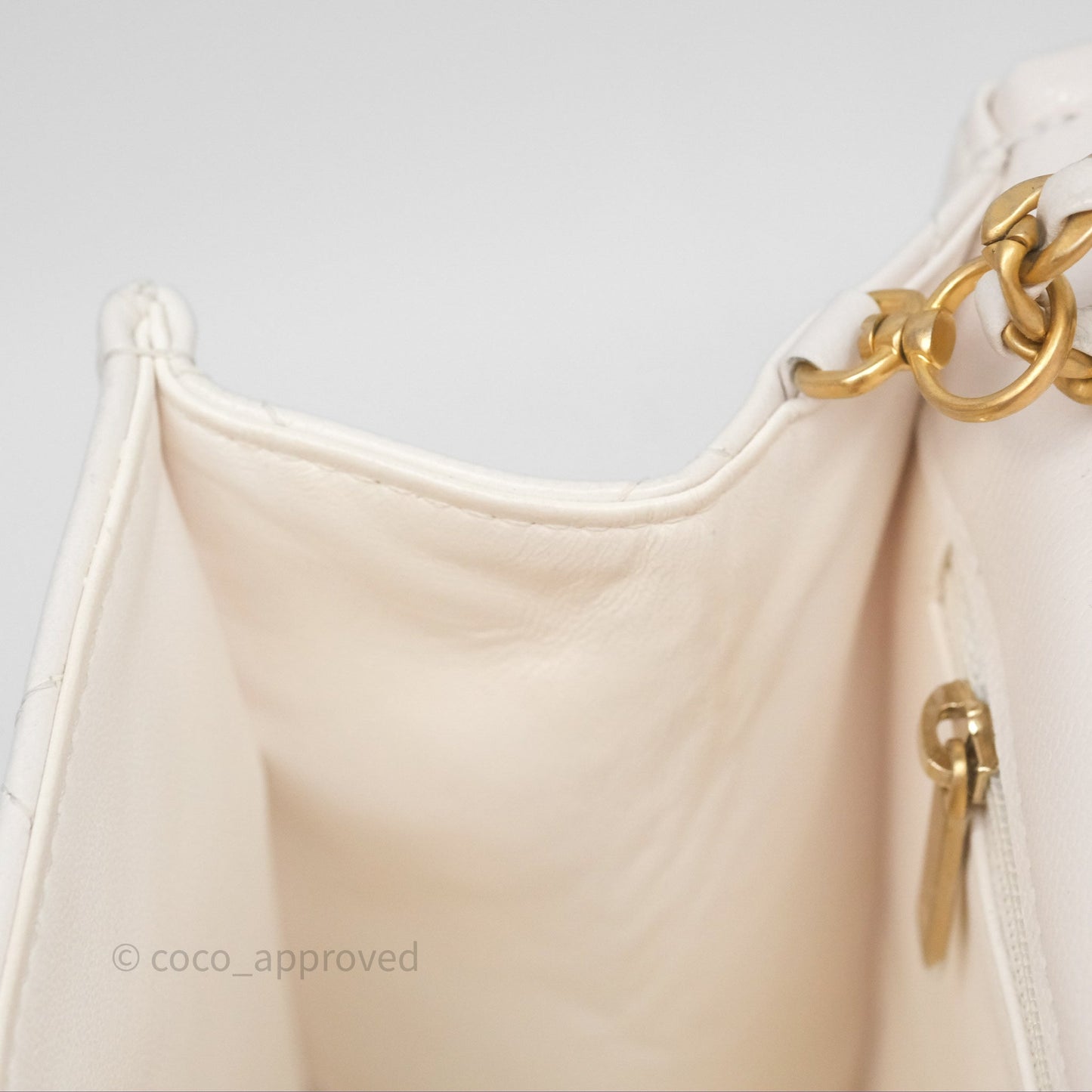 Chanel Large Quilted Sweet Classic Flap White Caviar Aged Gold Hardware