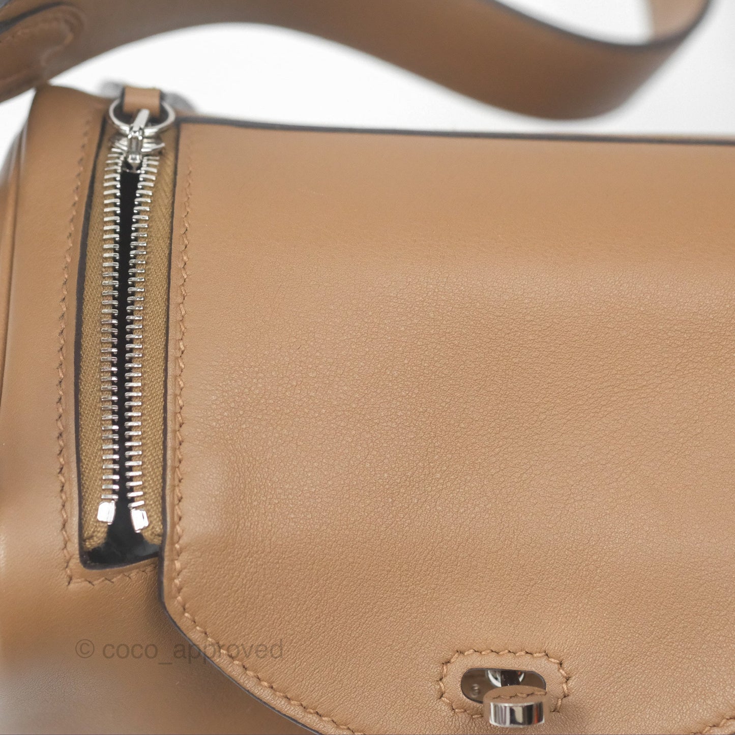Hermès Mini Lindy 20 Verso Swift Alezan 3G / Biscuit 48 Palladium Hardware