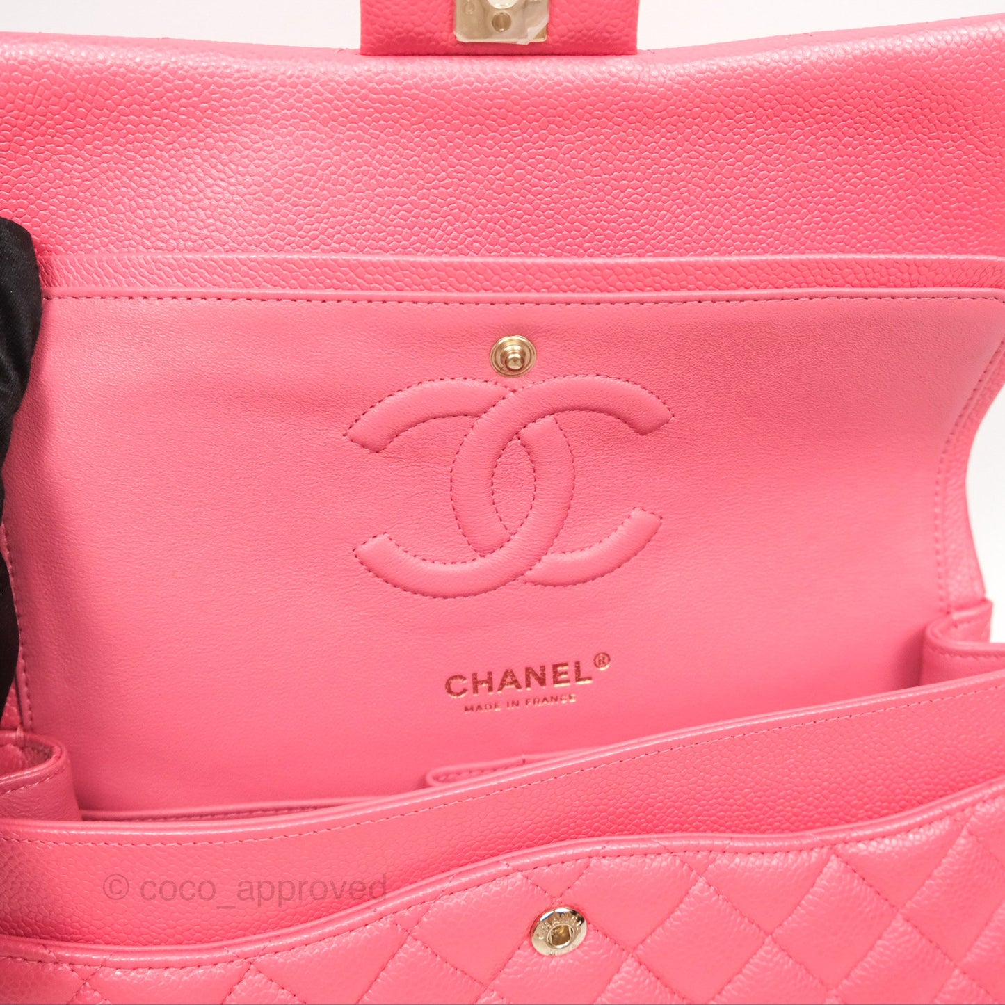 Chanel Medium Classic Flap Quilted Iridescent Pink Caviar Gold Hardware 18S