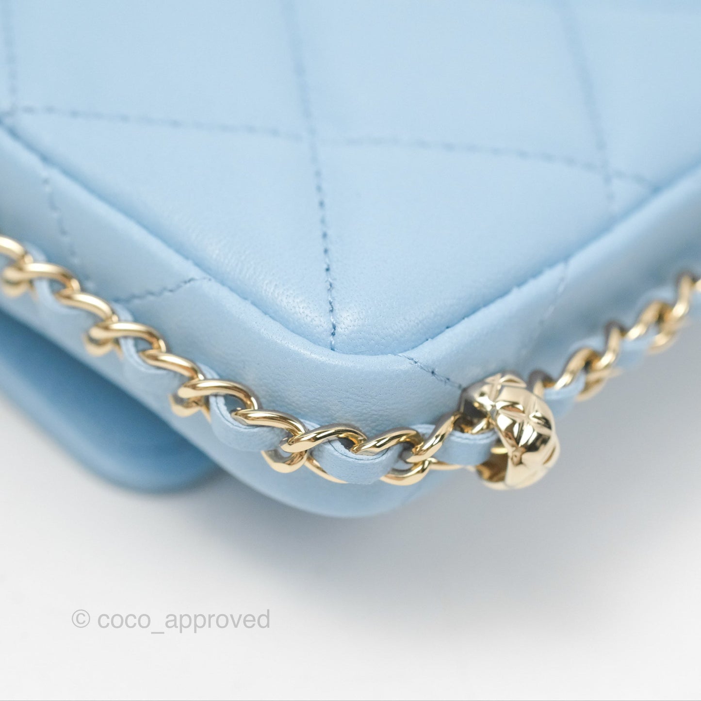 Chanel Mini Chain Around Clutch With Chain Blue Lambskin Gold Hardware