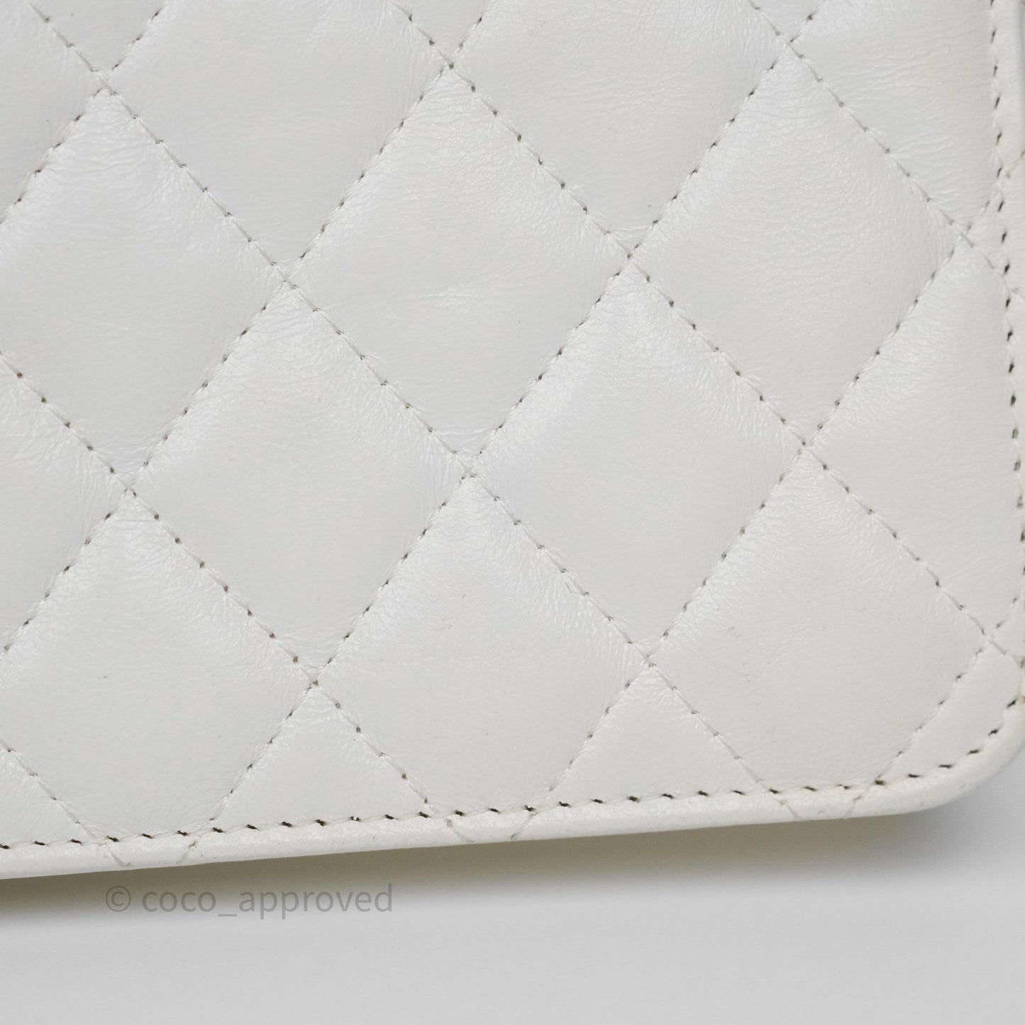 Chanel Dynasty Phone Holder with Chain White Ivory Lambskin Aged Gold Hardware