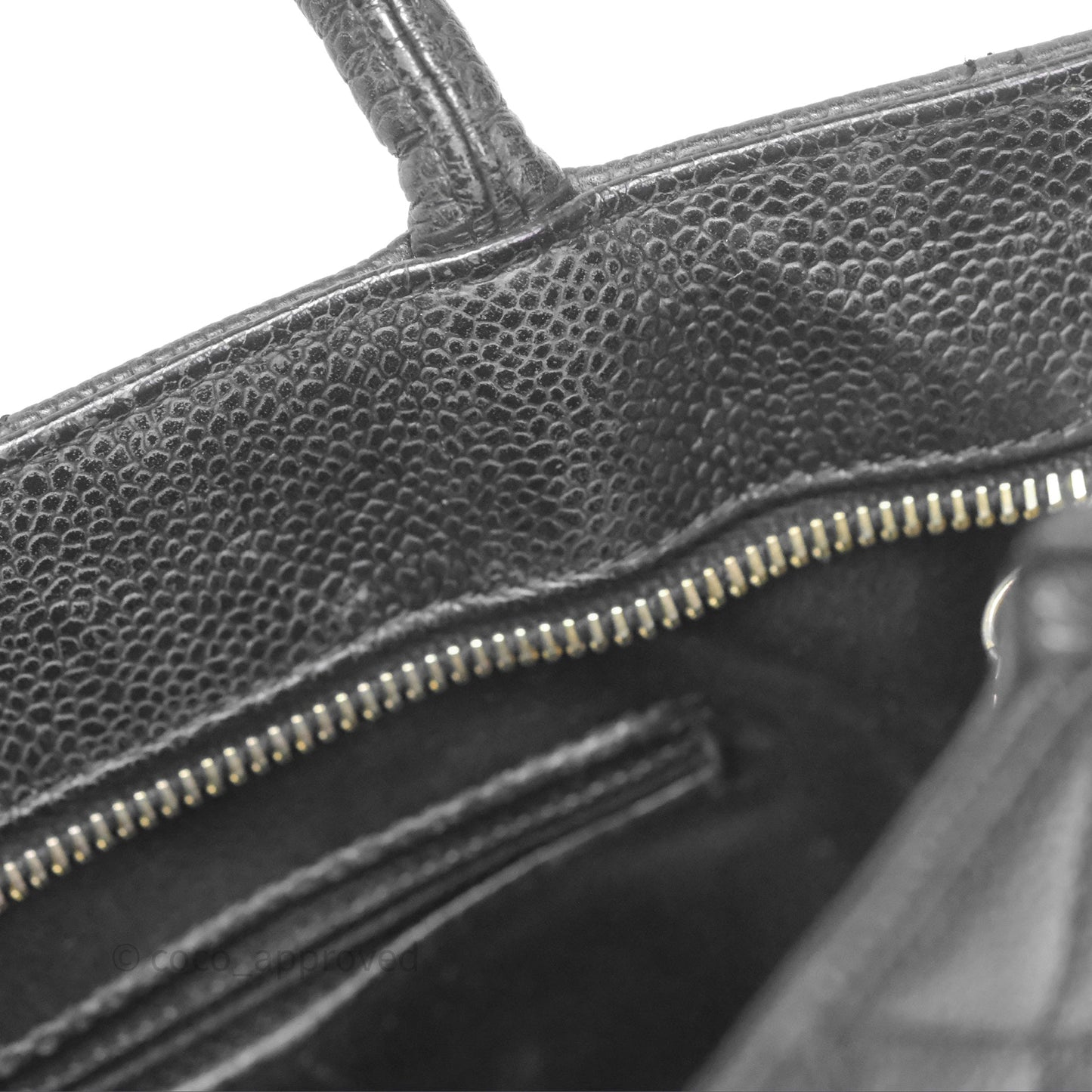 Chanel Vintage Medallion CC Black Caviar Tote Bag Gold Hardware