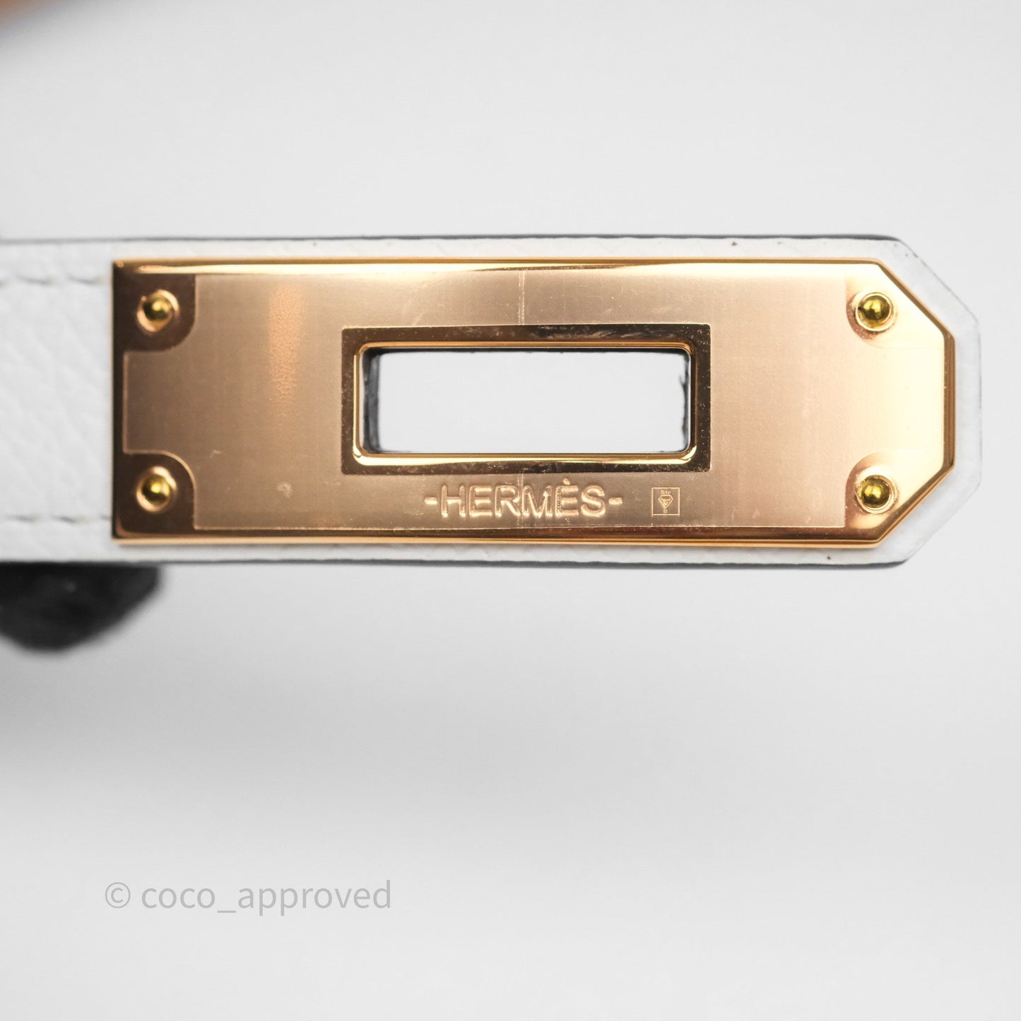 Hermès Kelly Buckle Belt Blanc 01 Epsom Rose Gold Hardware