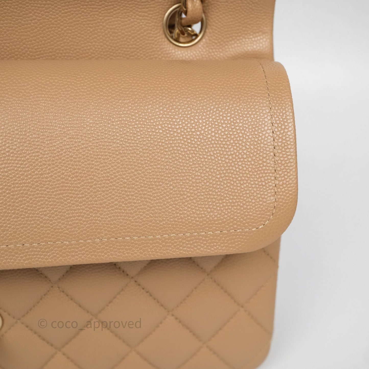 Chanel Classic M/L Medium Flap Quilted Dark Beige Caviar Gold Hardware