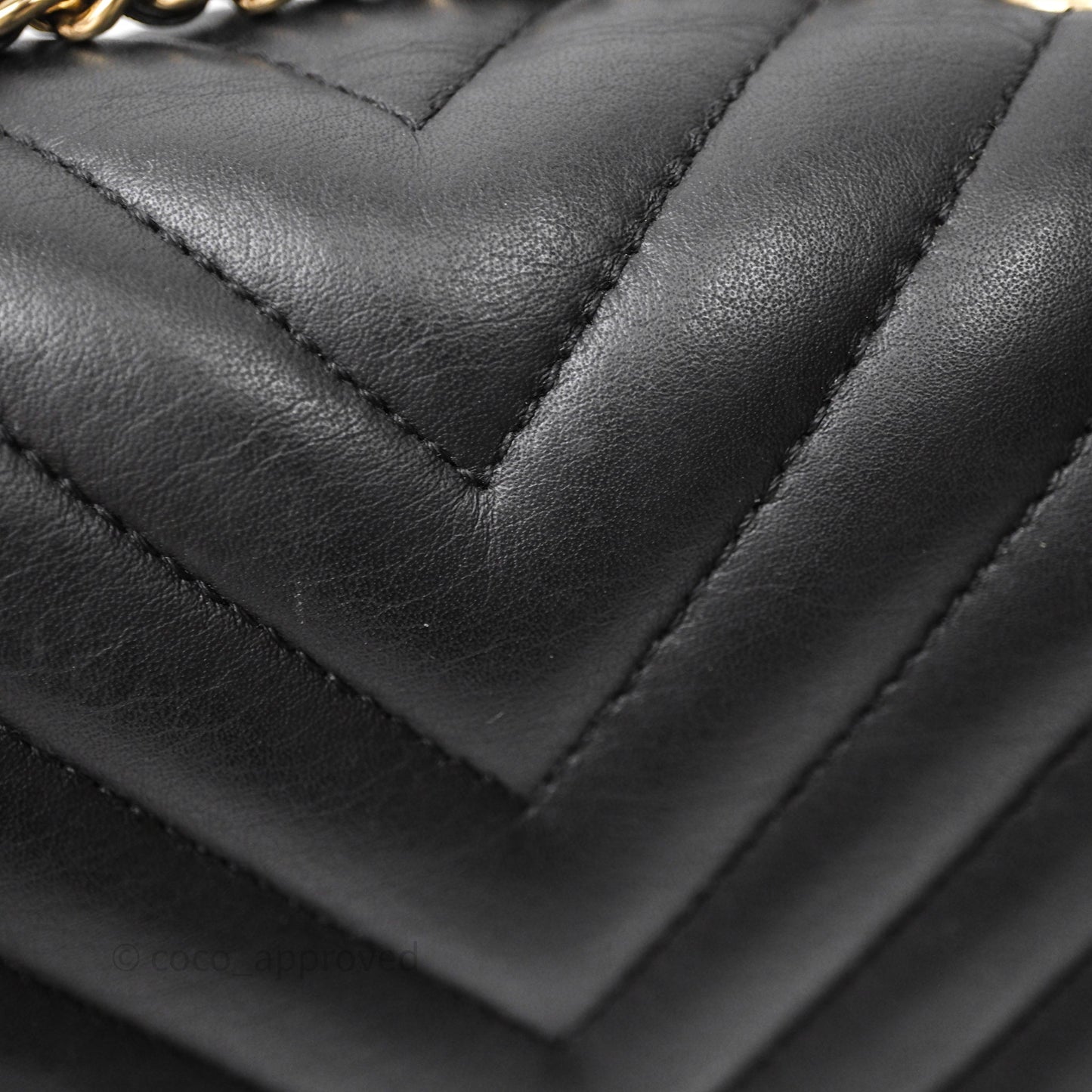 Chanel Small Statement Chevron Flap Bag Black Gold Hardware
