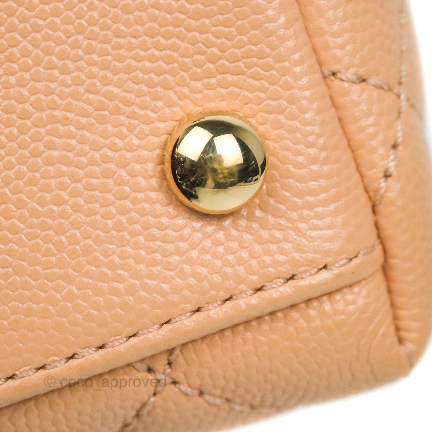 Chanel Mini Coco Handle Quilted Beige Pink Caviar Gold Hardware