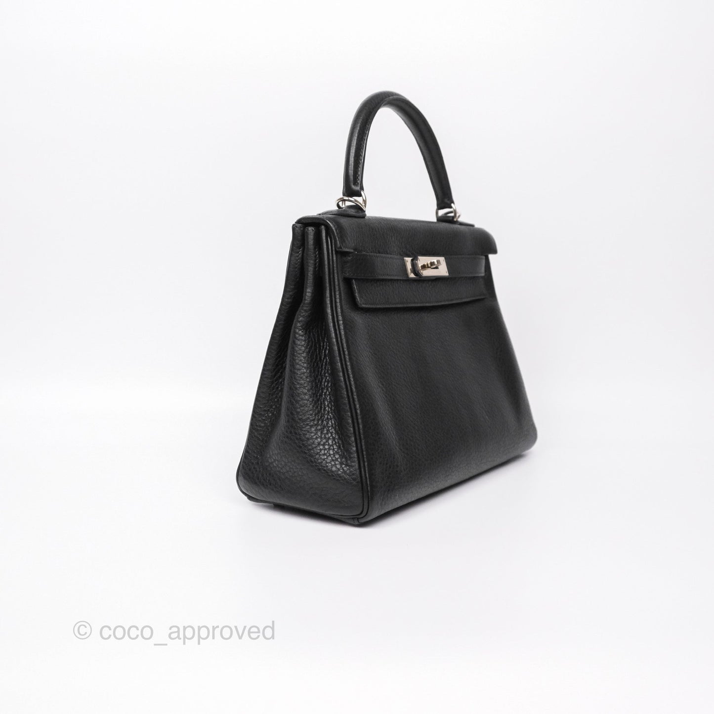 Hermès Kelly 28 Retourne Noir Black 89 Clemence Palladium Hardware