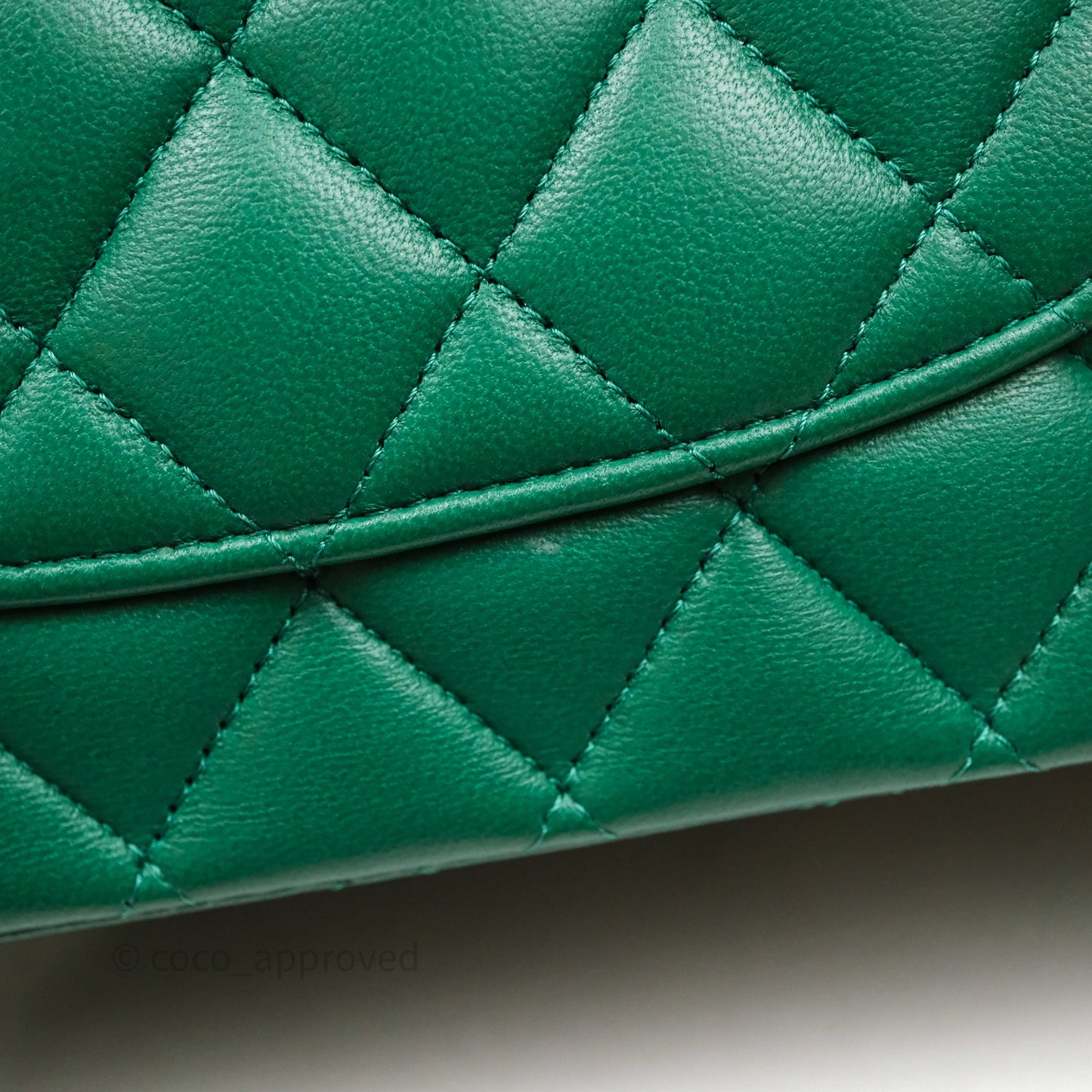 Chanel Classic M/L Medium Flap Quilted Green Lambskin Gold Hardware