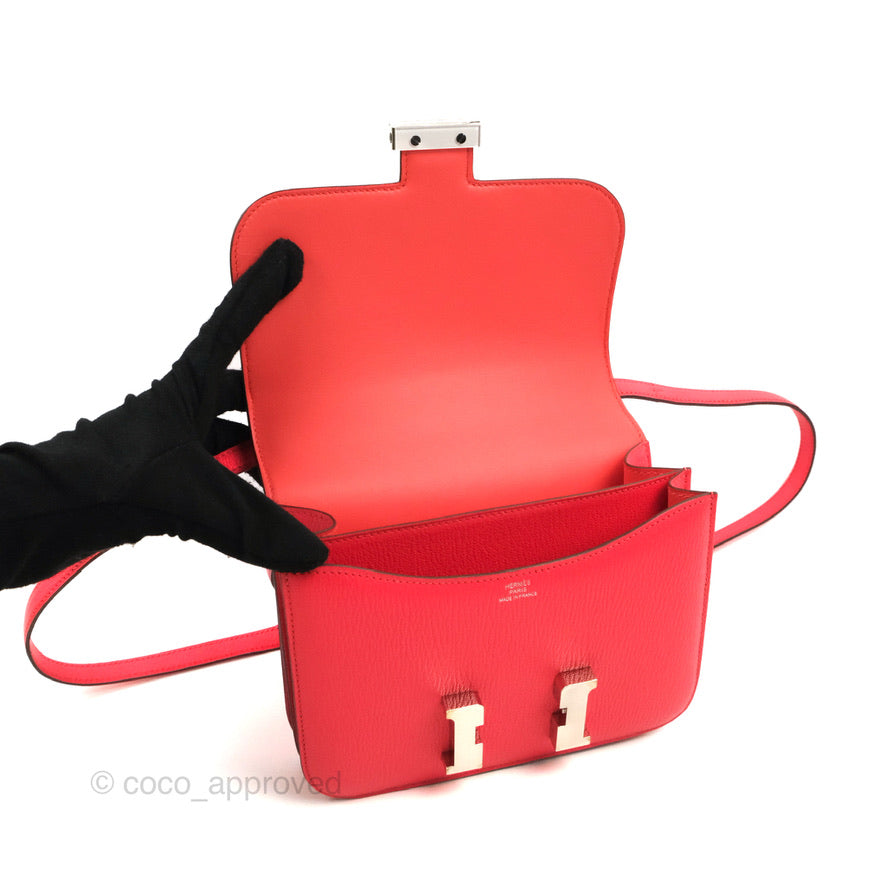 Hermès Constance Mini 18cm Rose Texas Chevre Mysore Palladium Hardware