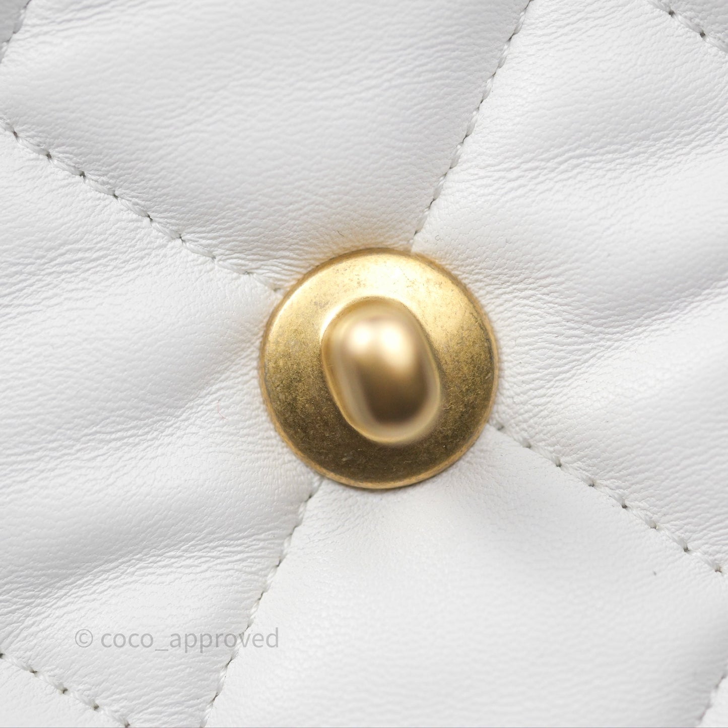 Chanel Small Flap Bag White Lambskin Aged Gold and Lacquered Metal 22S