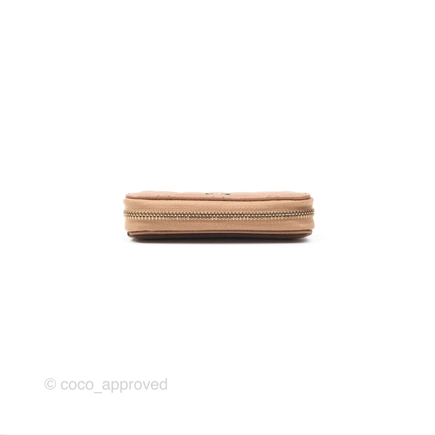 Chanel Classic Zipped Coin Purse Beige Caviar Gold Hardware