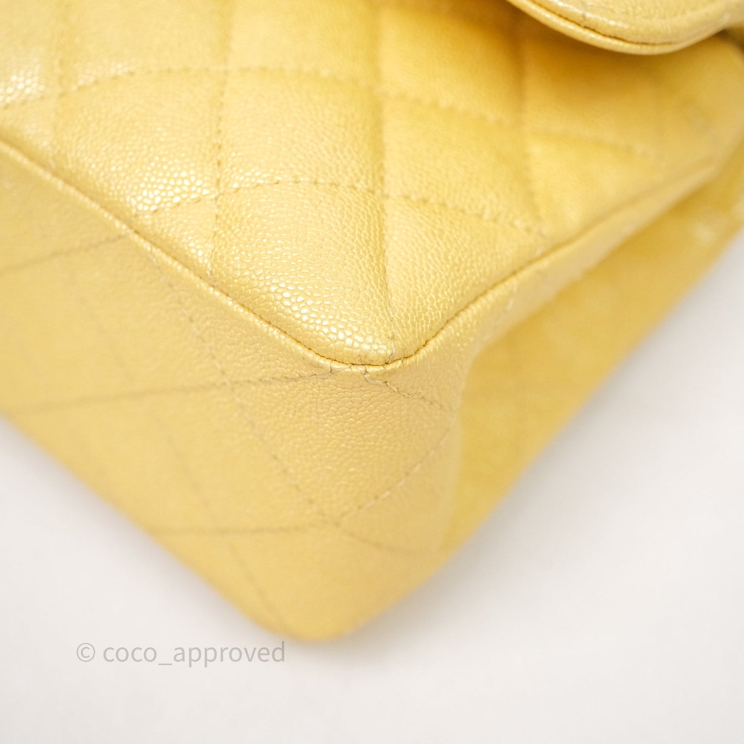 Chanel Small Classic Quilted Flap Iridescent Yellow Caviar Gold Hardware