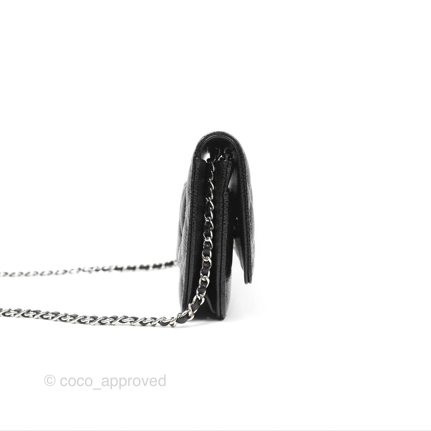 Chanel Quilted Classic Wallet On Chain WOC Black Caviar Silver Hardware