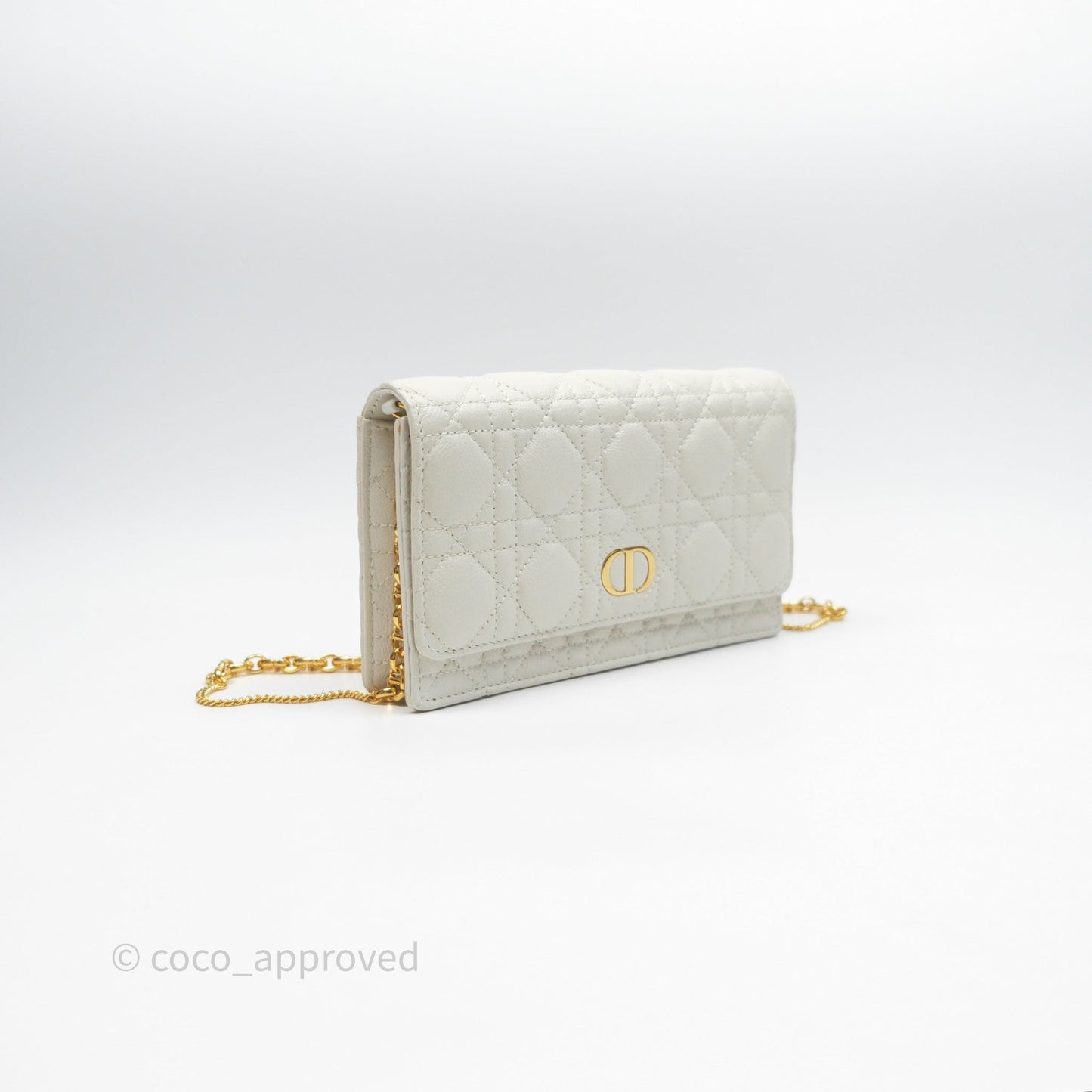 Dior Caro Pouch with Chain Latte Supple Cannage Calfskin