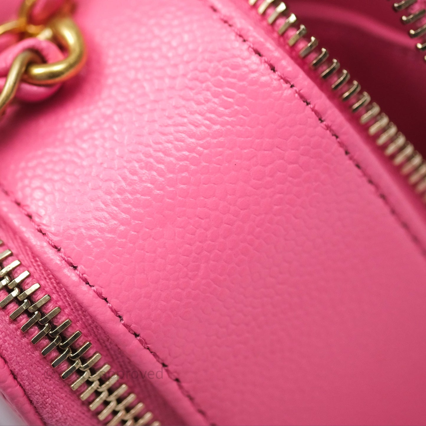 Chanel Quilted Pick Me Up Small Vanity Case Hot Pink Caviar Aged Gold Hardware