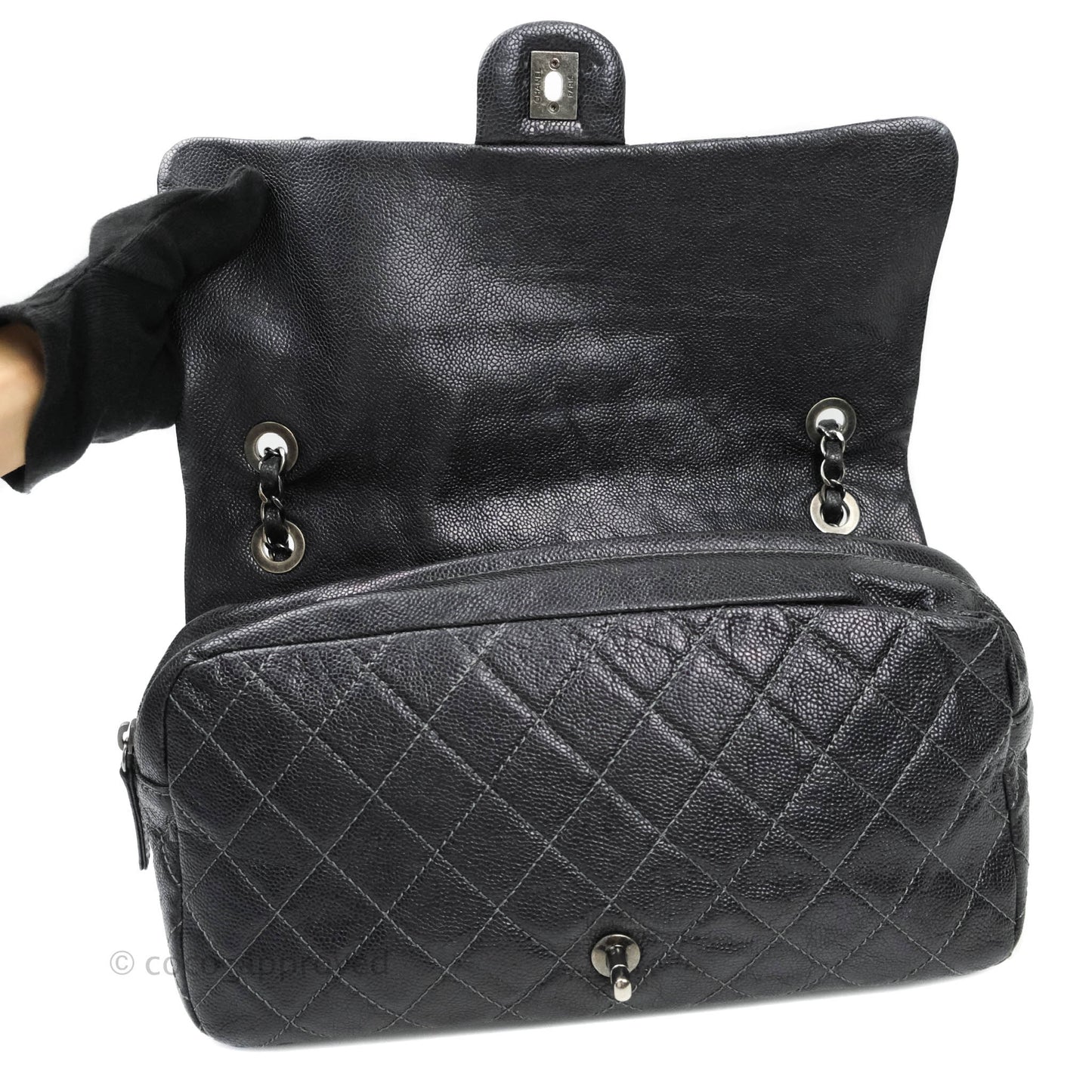 Chanel Jumbo Easy Flap Bag Caviar Dark Grey Ruthenium Hardware