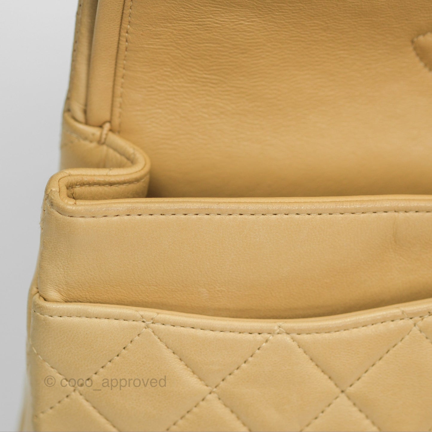 Chanel Vintage Medium Classic Flap Beige Lambskin 24K Gold Hardware