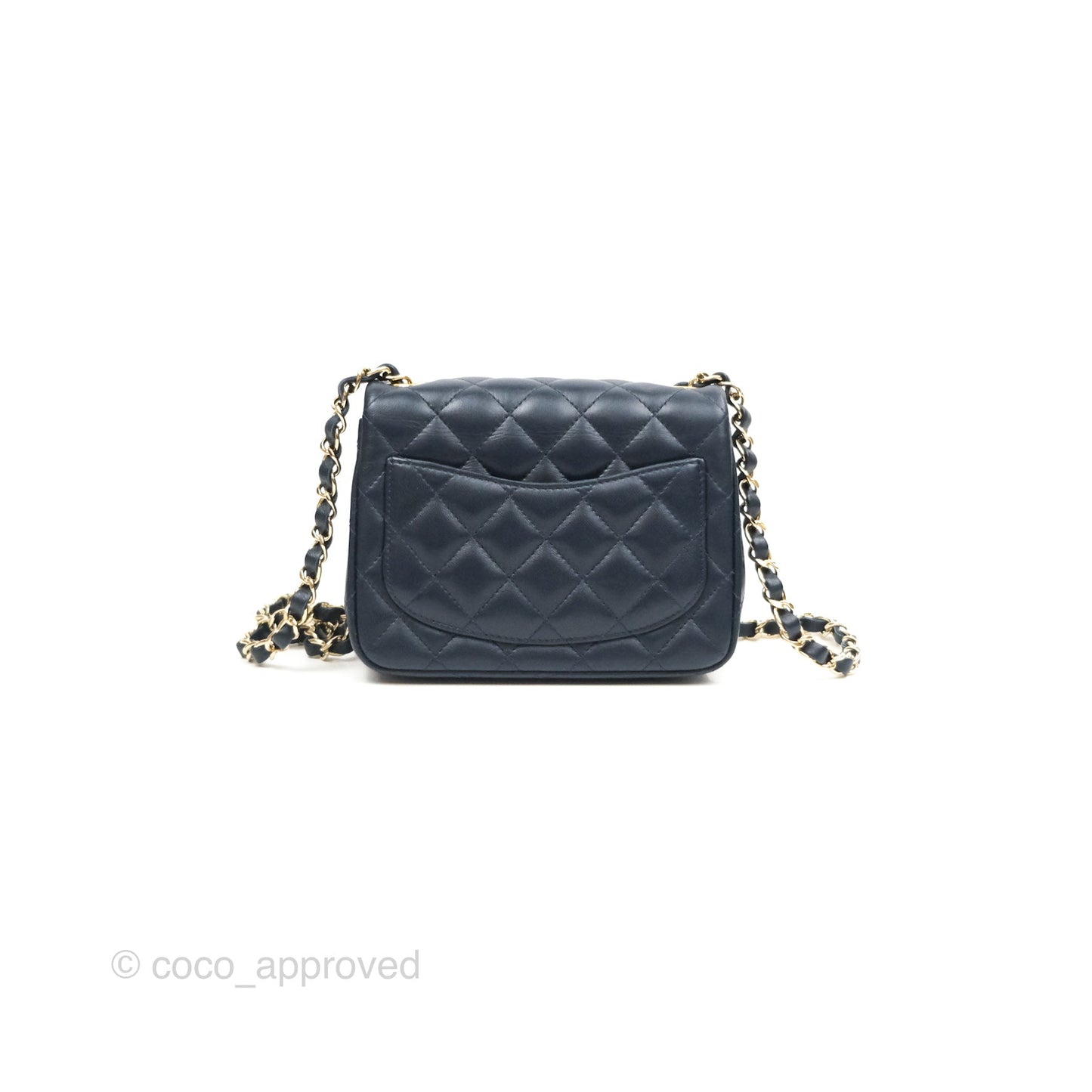 Chanel Mini Square Quilted Navy Lambskin Gold Hardware