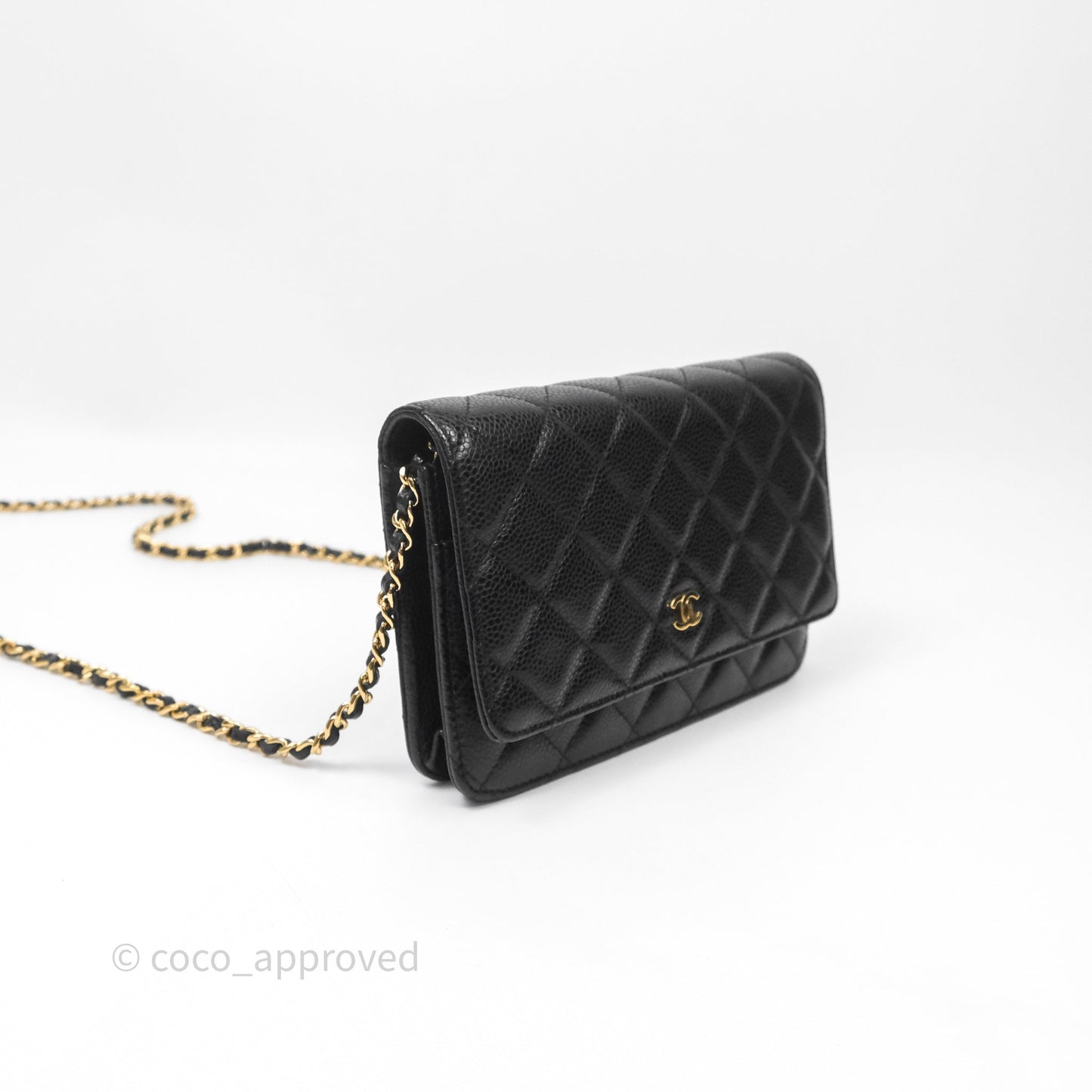 Chanel Quilted WOC Black Caviar Gold Hardware