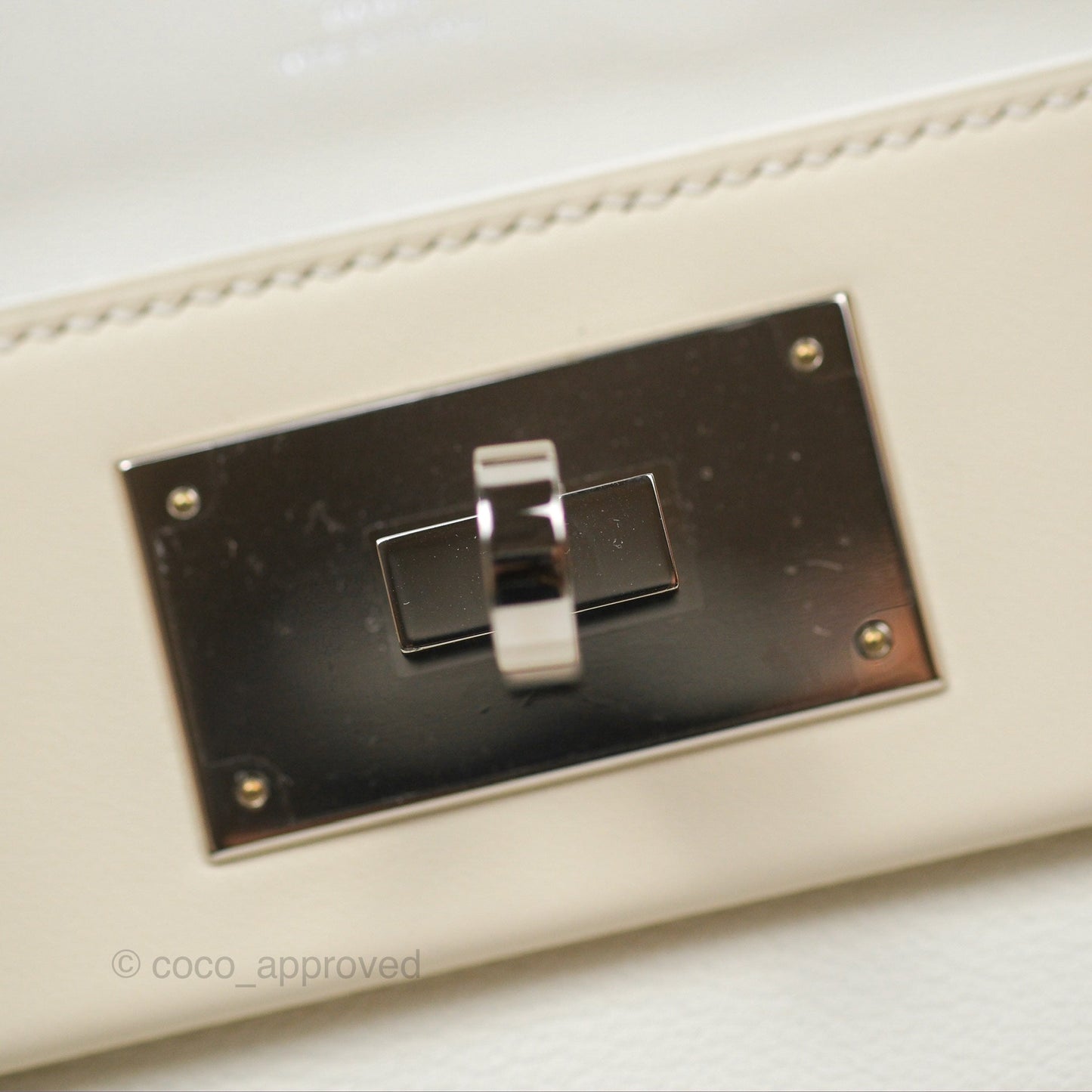 Hermès 24/24 21 Mini Blanc 01/ Nata I2 Evercolor/ Swift Palladium Hardware