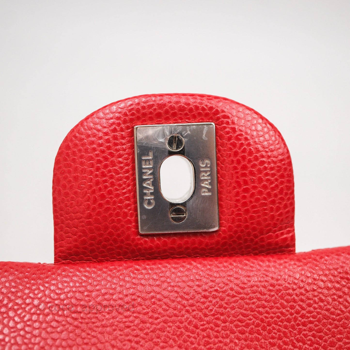 Chanel Small Classic Flap Quilted Red Caviar Silver Hardware
