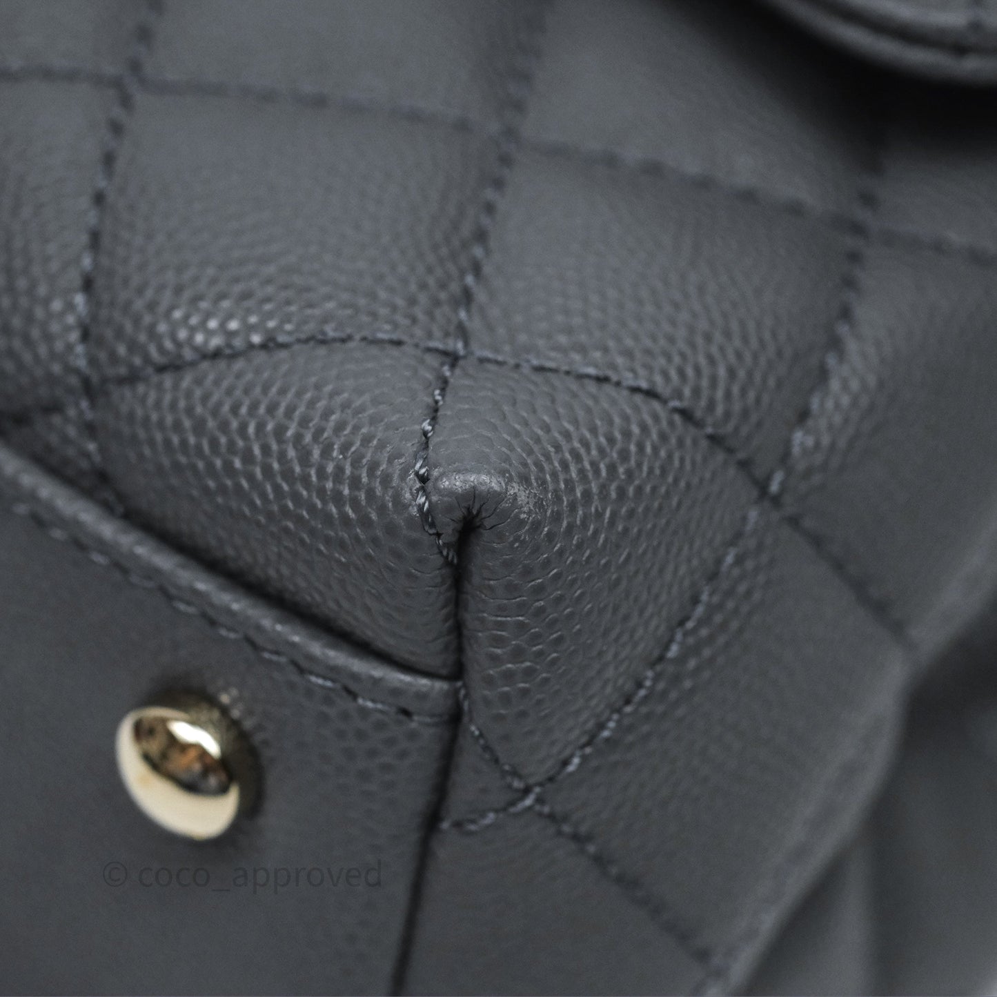 Chanel Small Coco Handle Quilted Grey Caviar Gold Hardware 23K
