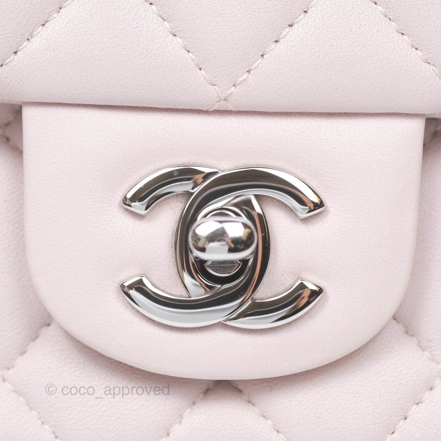Chanel Quilted Mini Rectangular Pale Lilac Lambskin Silver Hardware