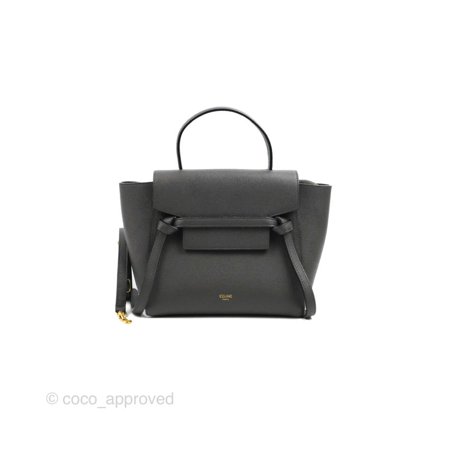 Celine Nano Belt Bag Grey Grained Calfskin Gold Hardware