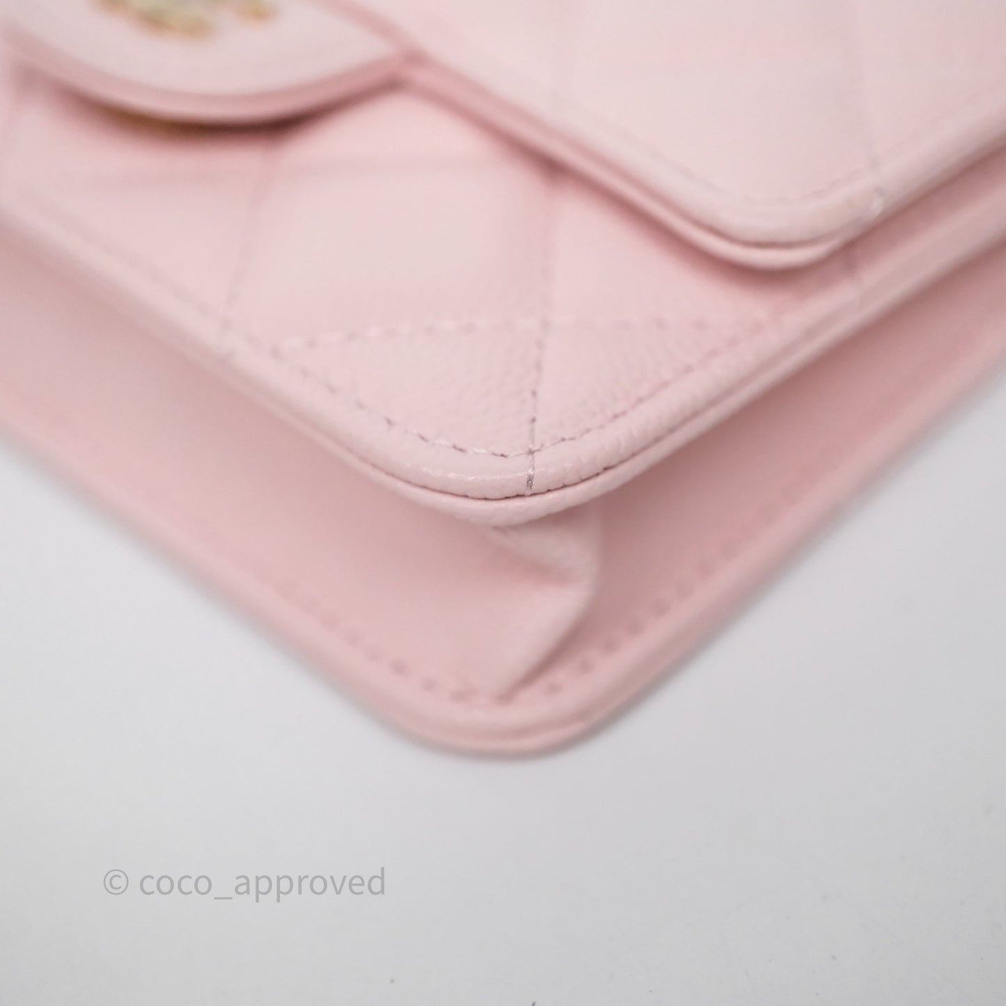 Chanel Mini Wallet With Chain Light Pink Caviar Gold Hardware