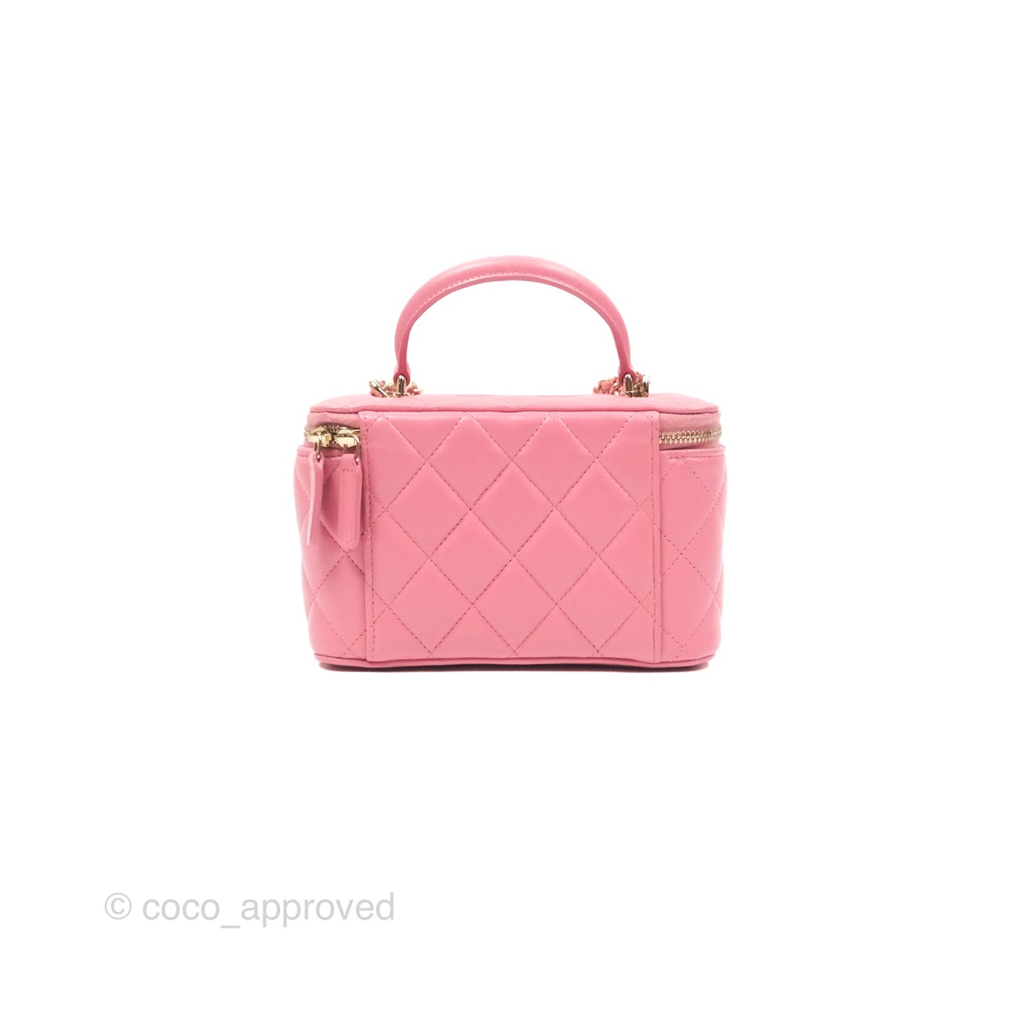 Chanel Vanity Rectangular Top Handle Pink Lambskin Gold Hardware