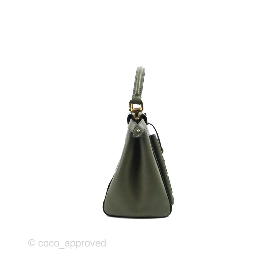Fendi Mini Peekaboo Pocket Bag Olive Green Gold Hardware
