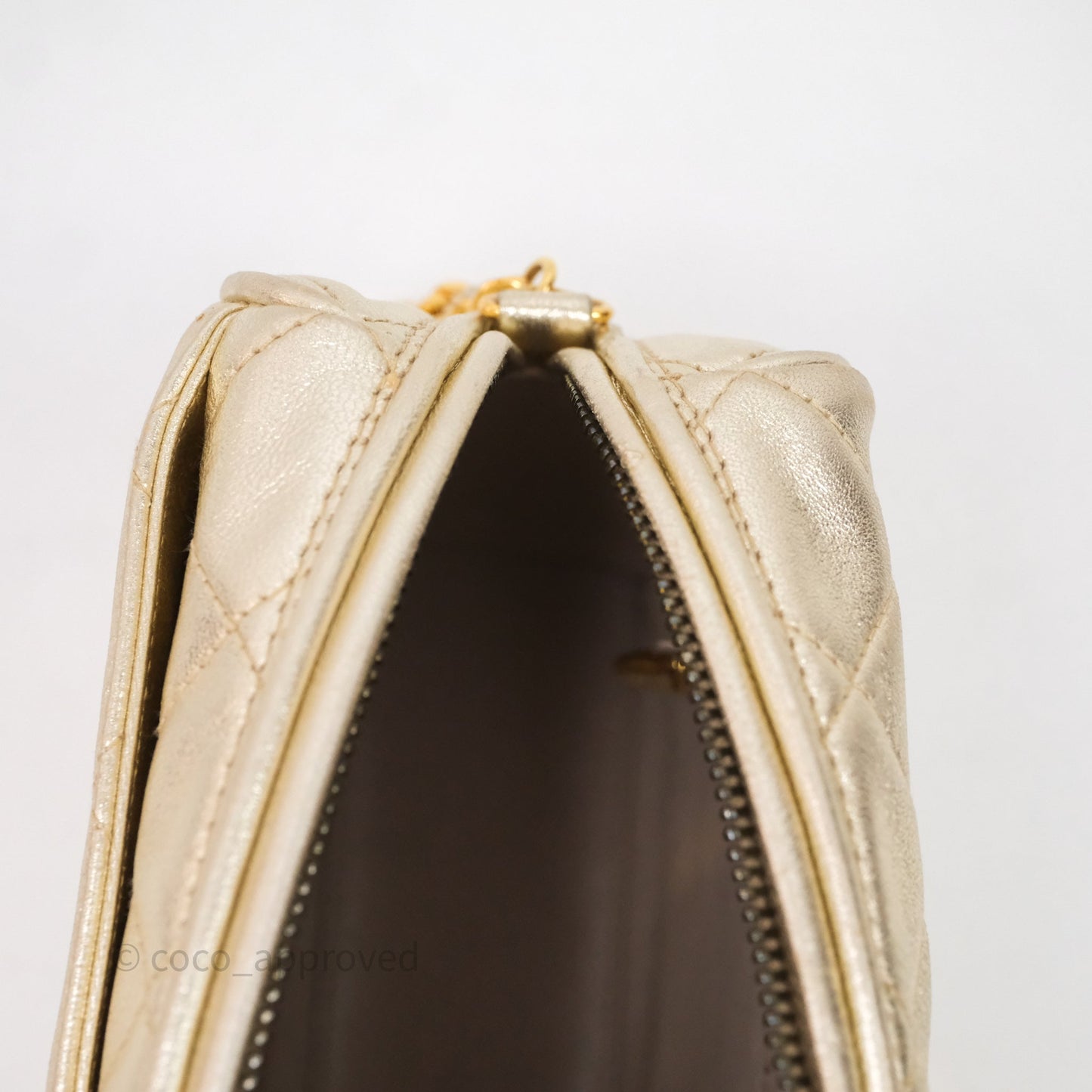 Chanel Vintage Camera Bag Gold Lambskin Gold Hardware
