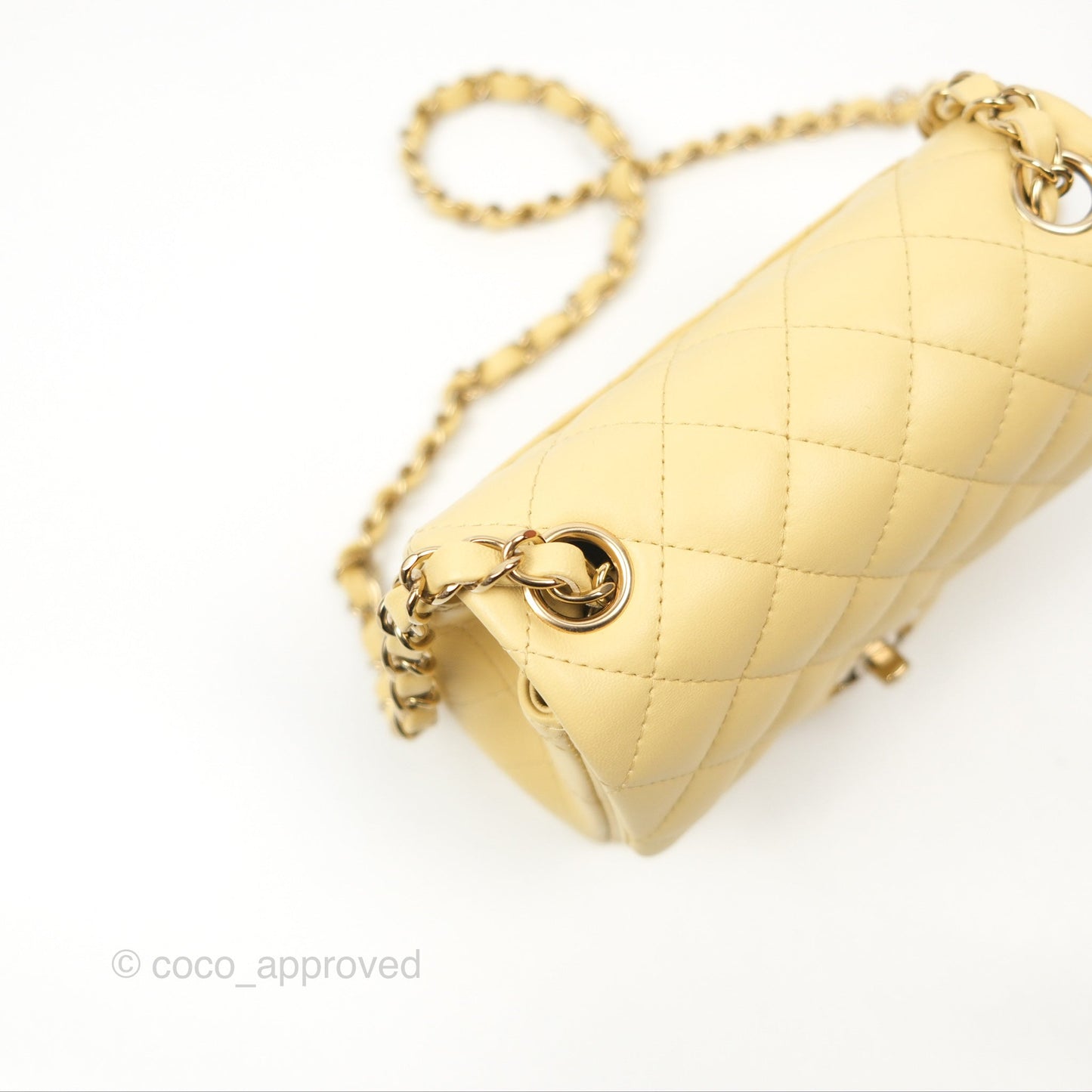 Chanel Quilted Mini Square Yellow Lambskin Gold Hardware