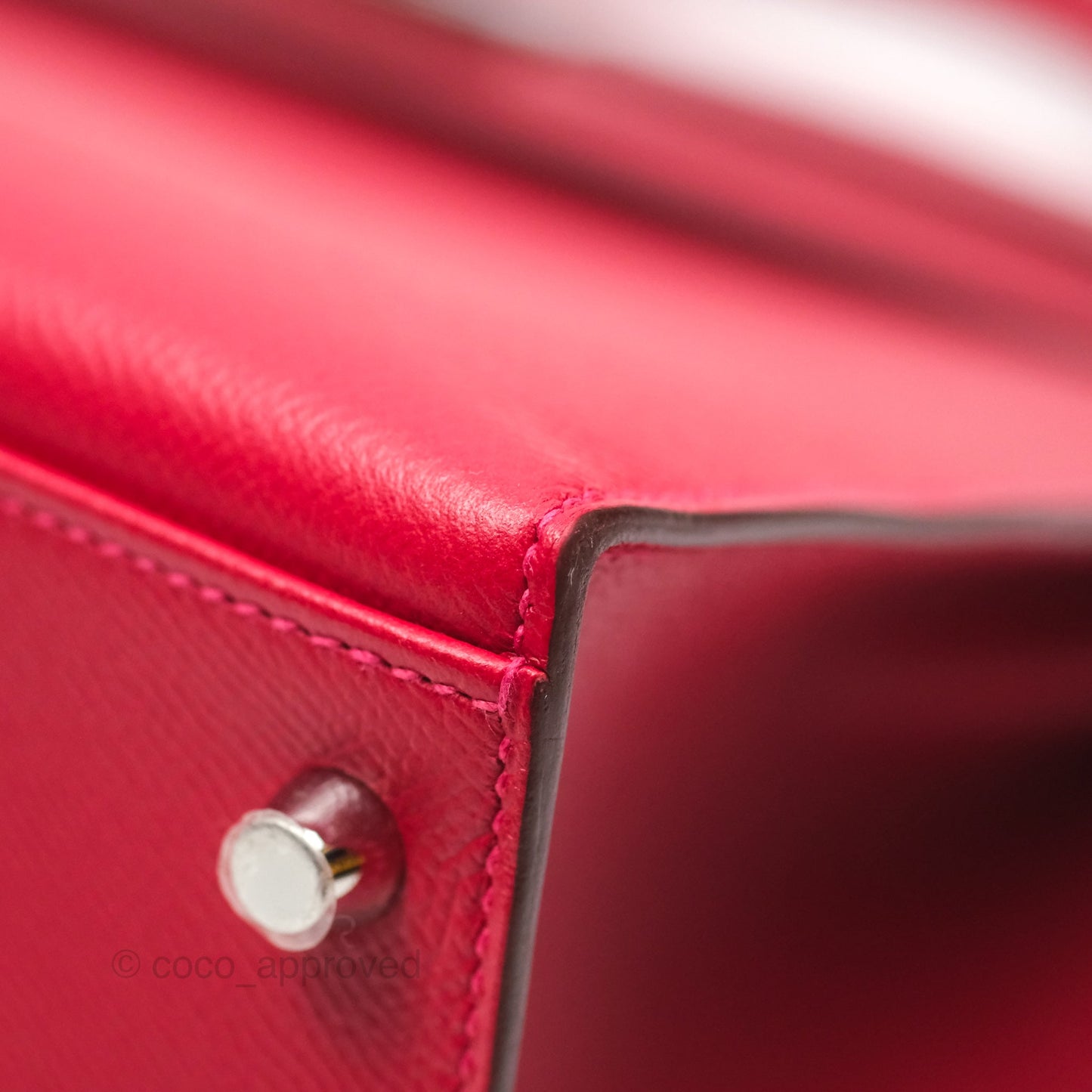 Hermès Kelly 32 Sellier Rouge Casaque Q5 Epsom Palladium Hardware
