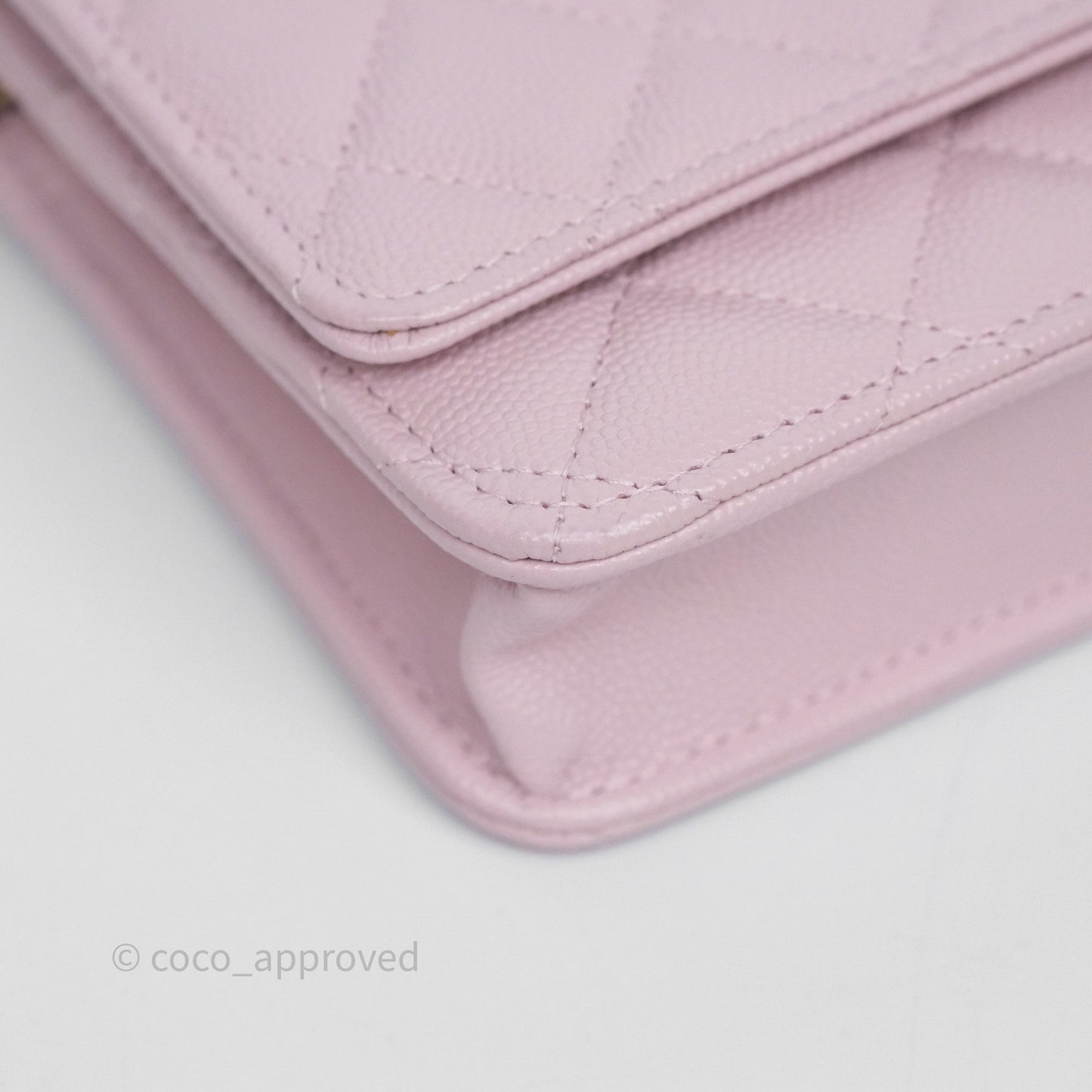 Chanel Classic Quilted Wallet On Chain WOC Pink Caviar Gold Hardware