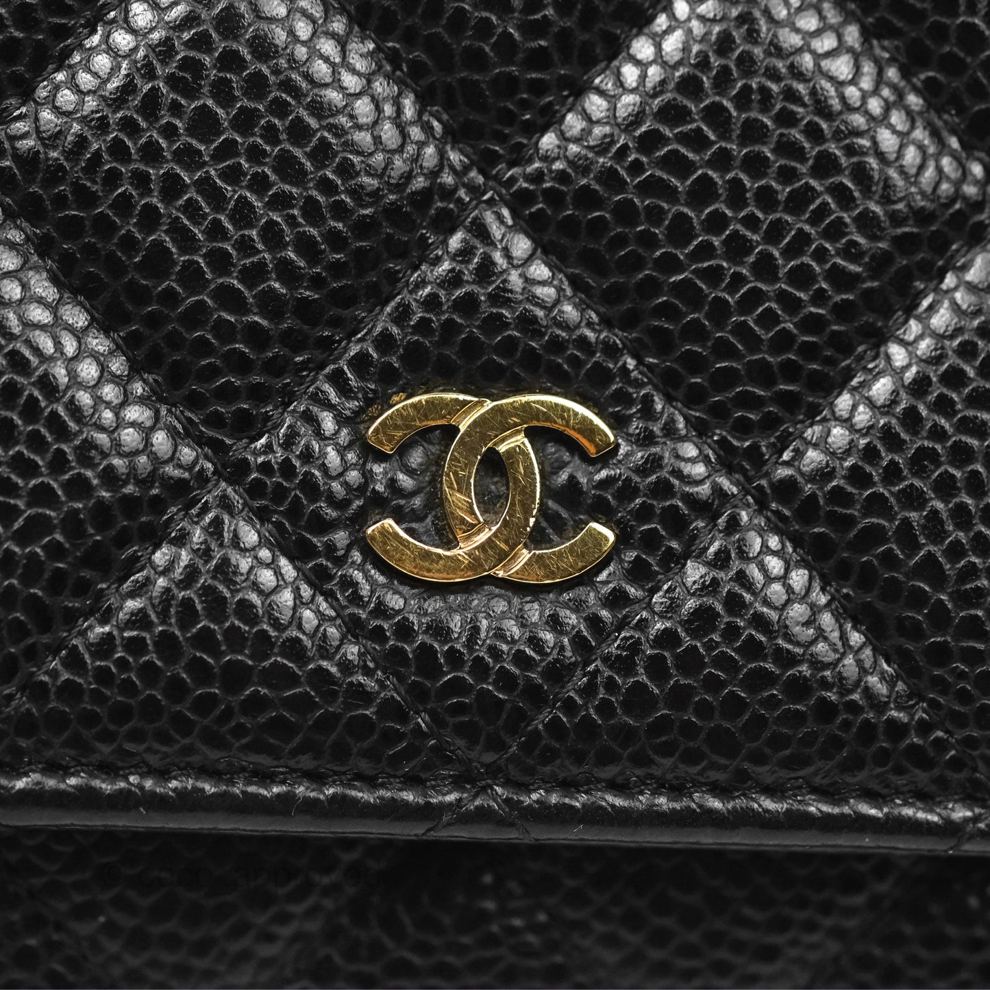 Chanel Classic Quilted Wallet On Chain WOC Black Caviar Gold Hardware