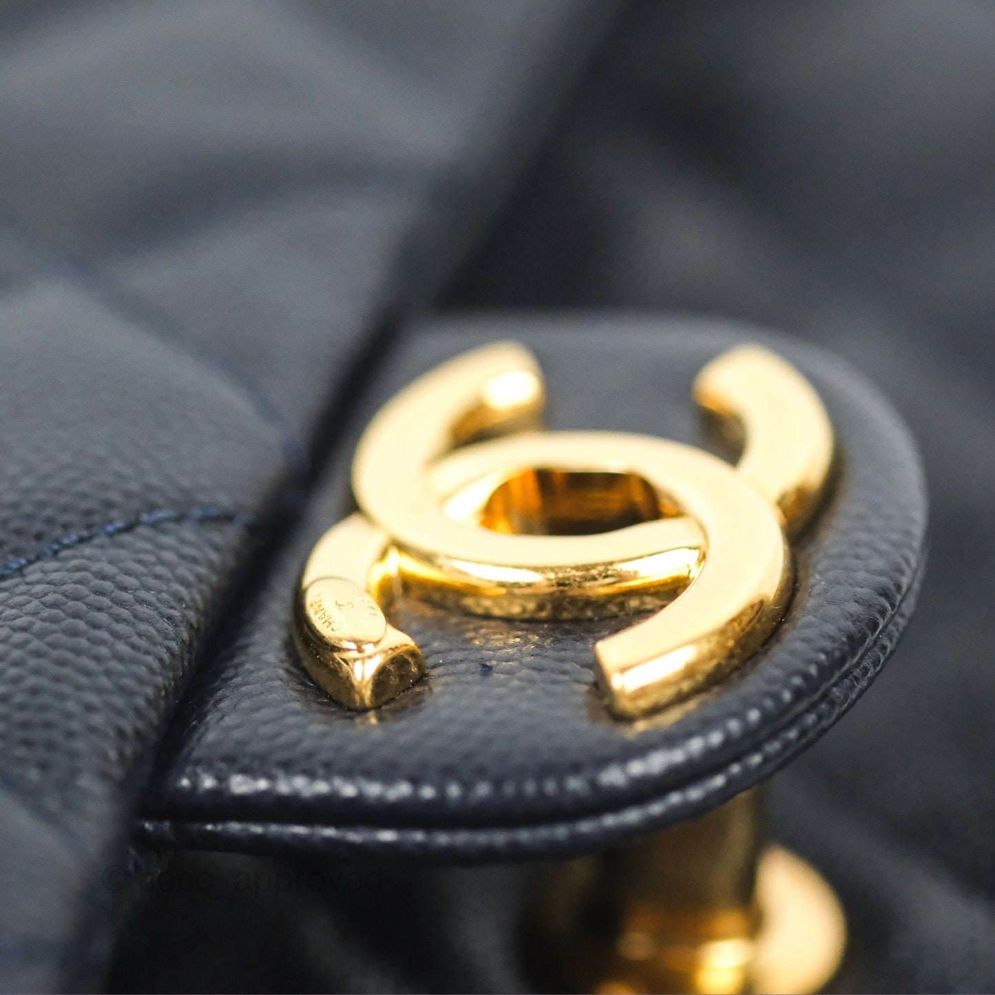 Chanel Quilted CC You Flap Navy Blue Caviar Gold Hardware 23C