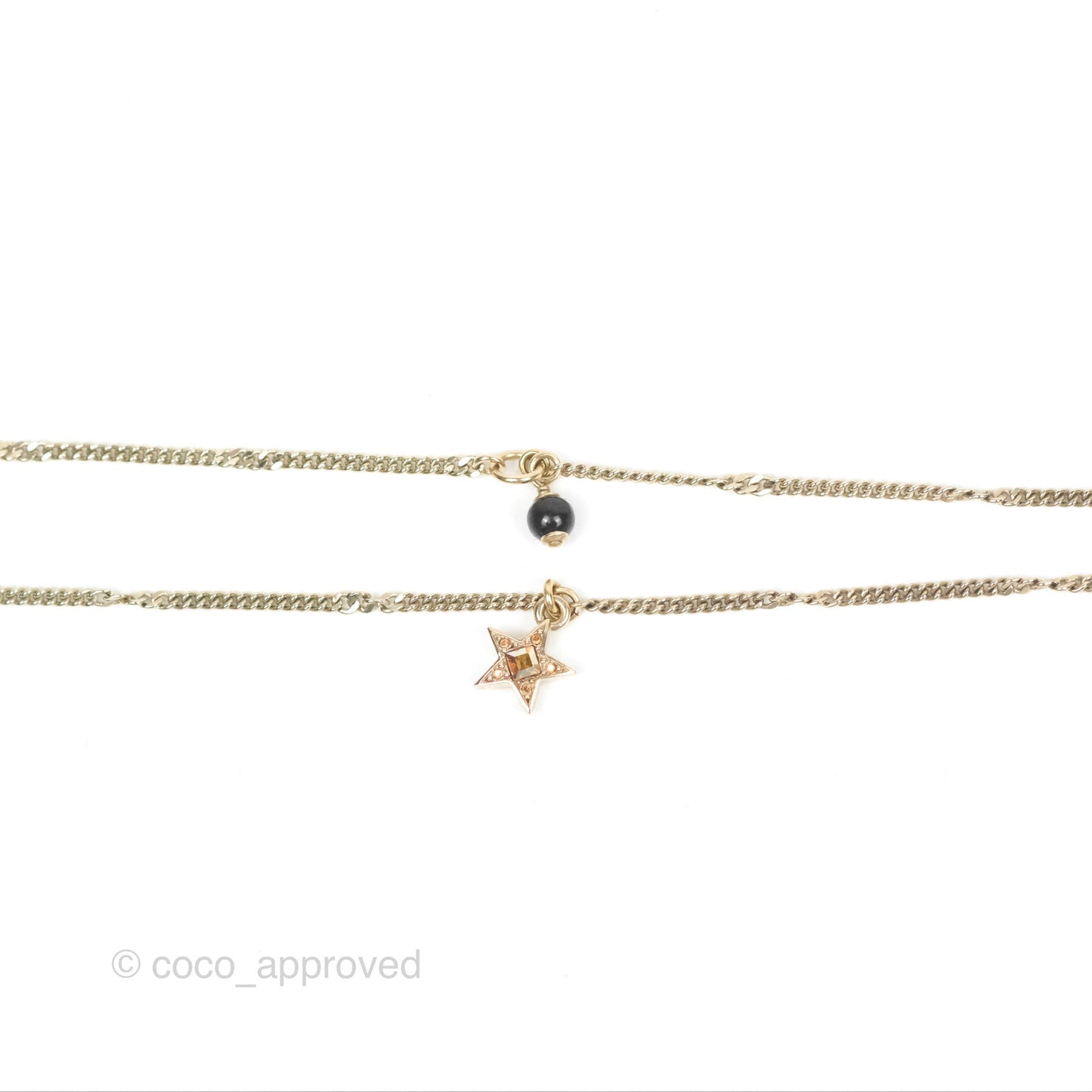 Chanel CC Star Yellow Rhinestone Necklace Gold Tone 21S