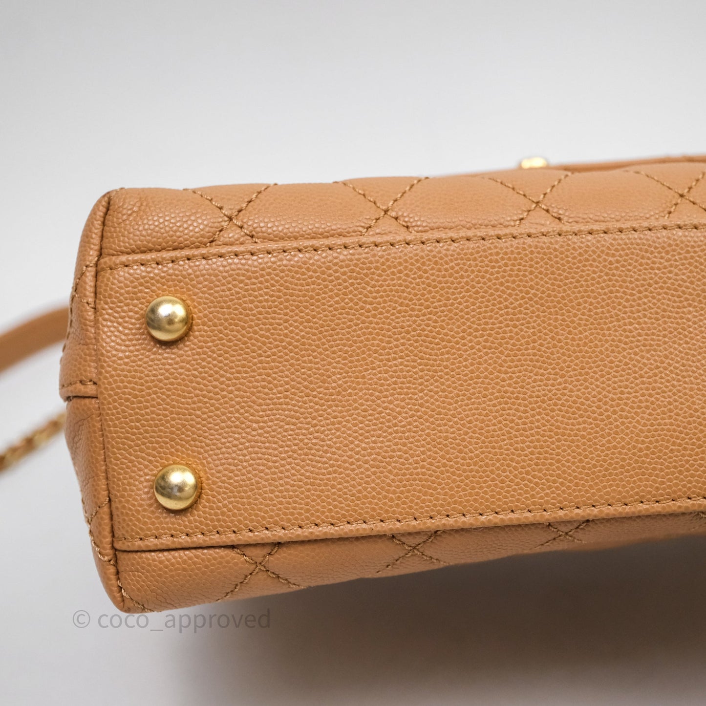 Chanel Small Coco Handle with Chain Handle Beige Caviar Aged Gold Hardware 23P